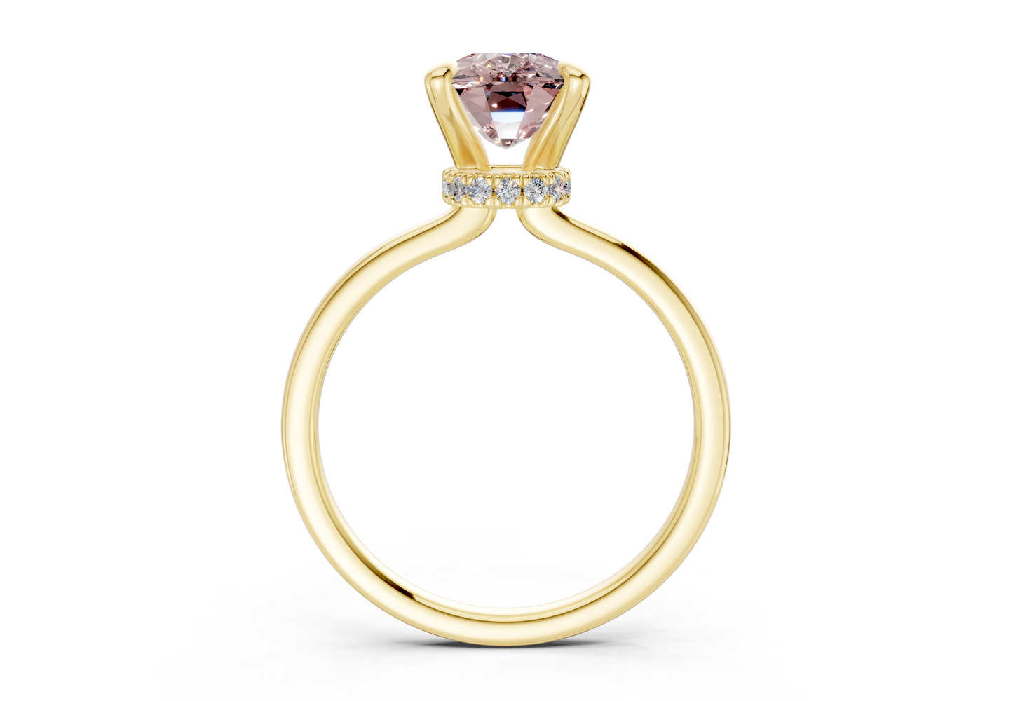 Seraphina Pink Diamond Solitaire Elongated Cushion Cut 1.8mm Engagement Ring