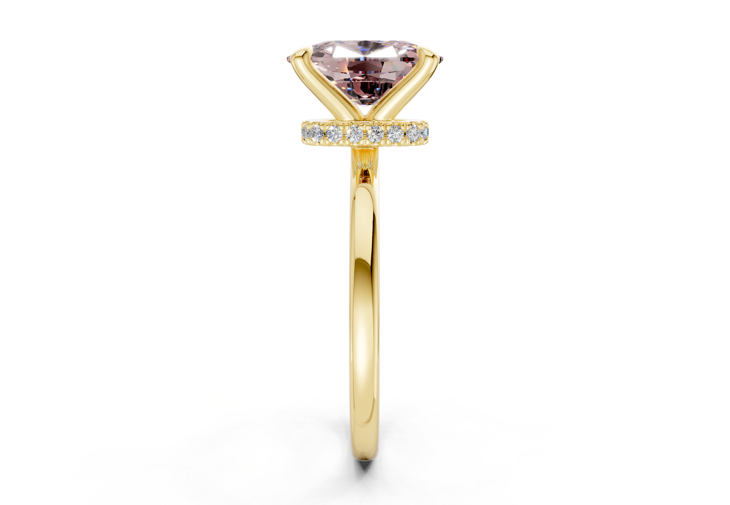 Seraphina Pink Diamond Solitaire Elongated Cushion Cut 1.8mm Engagement Ring