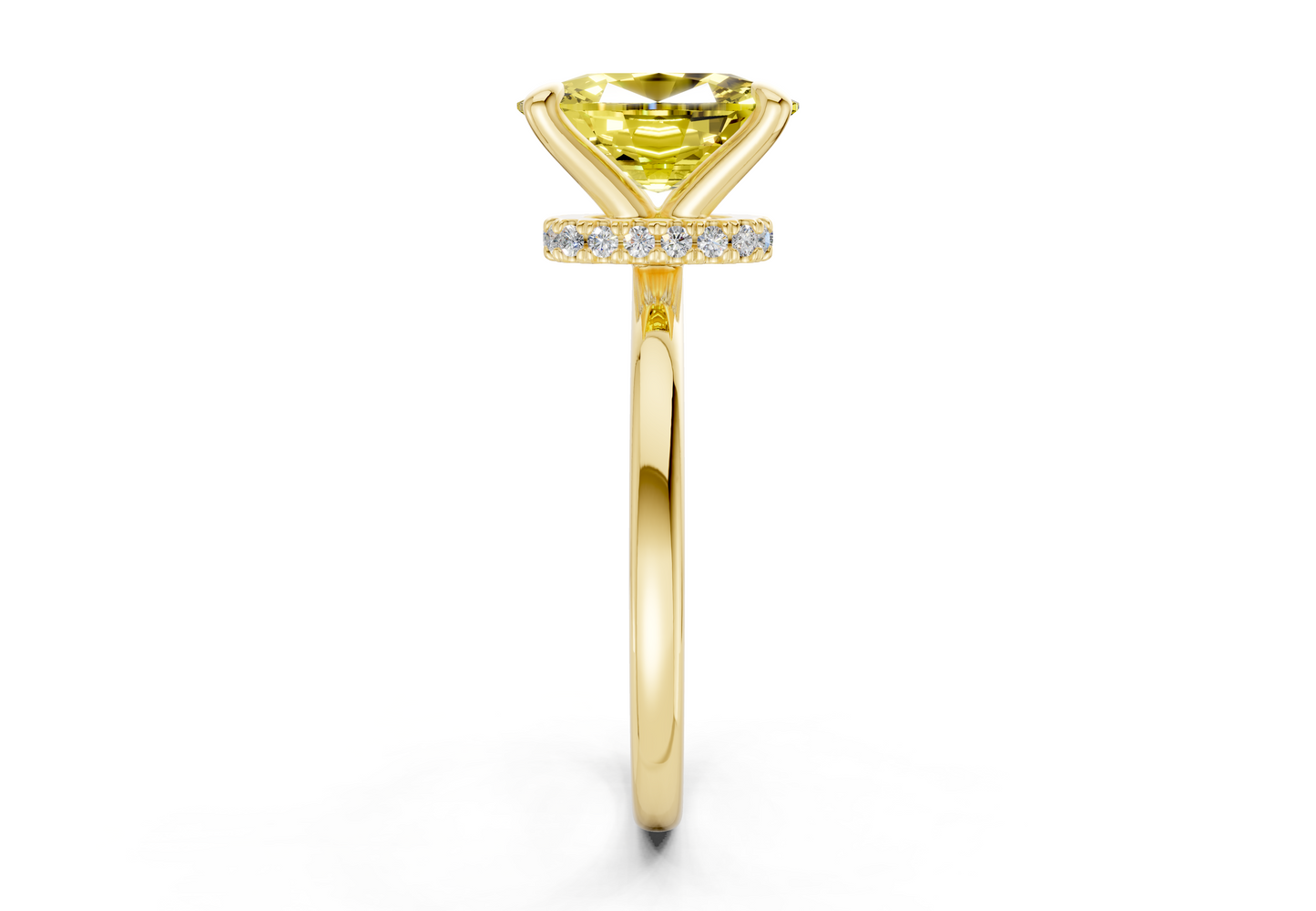Seraphina Yellow Diamond Solitaire Elongated Cushion Cut 1.8mm Engagement Ring