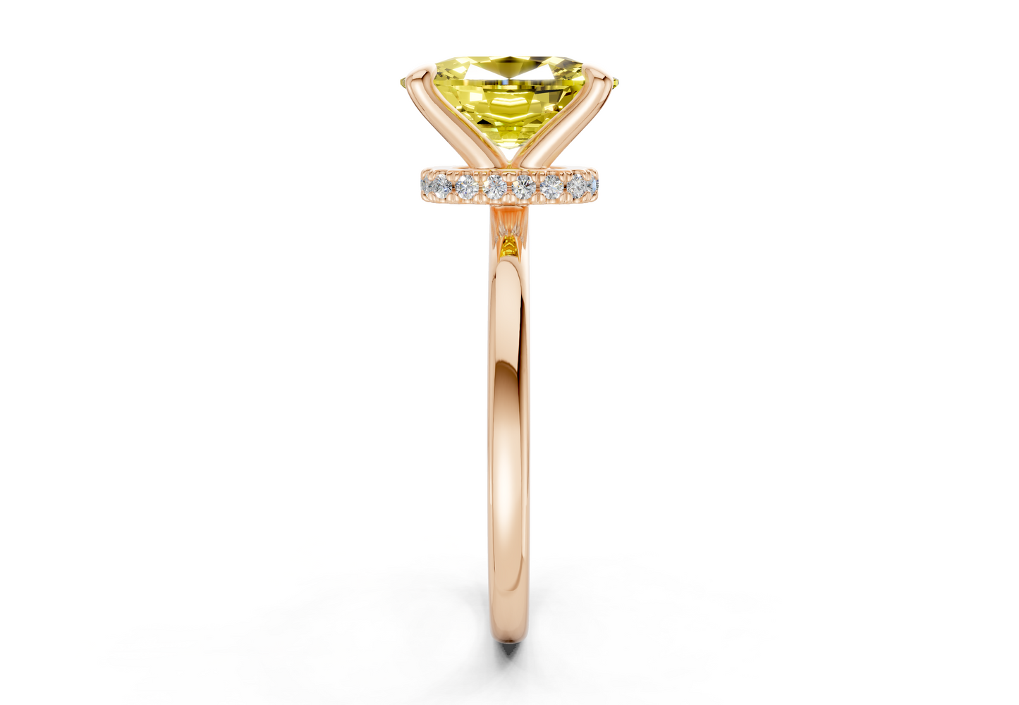 Seraphina Yellow Diamond Solitaire Elongated Cushion Cut 1.8mm Engagement Ring