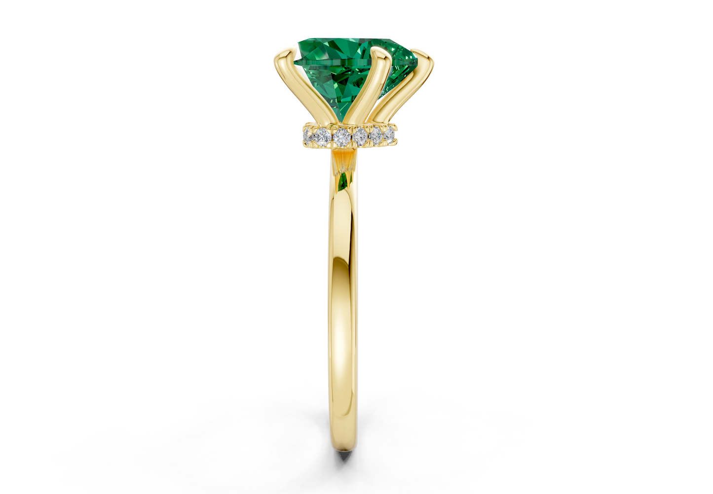 Seraphina Emerald Gemstone Solitaire Heart Cut 1.8mm Engagement Ring