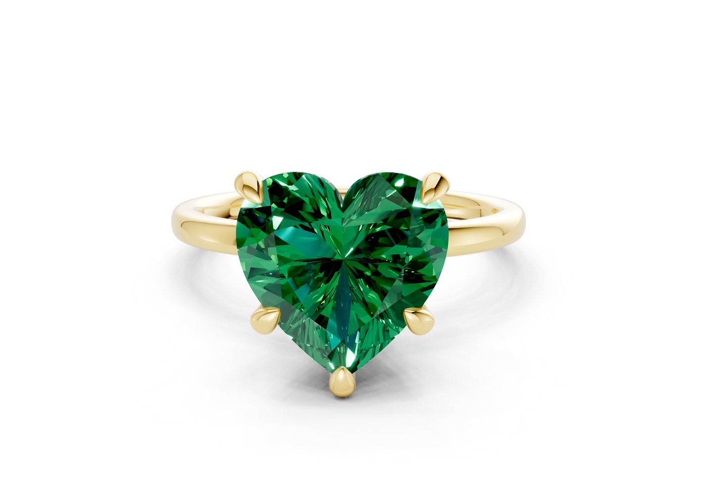 Seraphina Emerald Gemstone Solitaire Heart Cut 1.8mm Engagement Ring