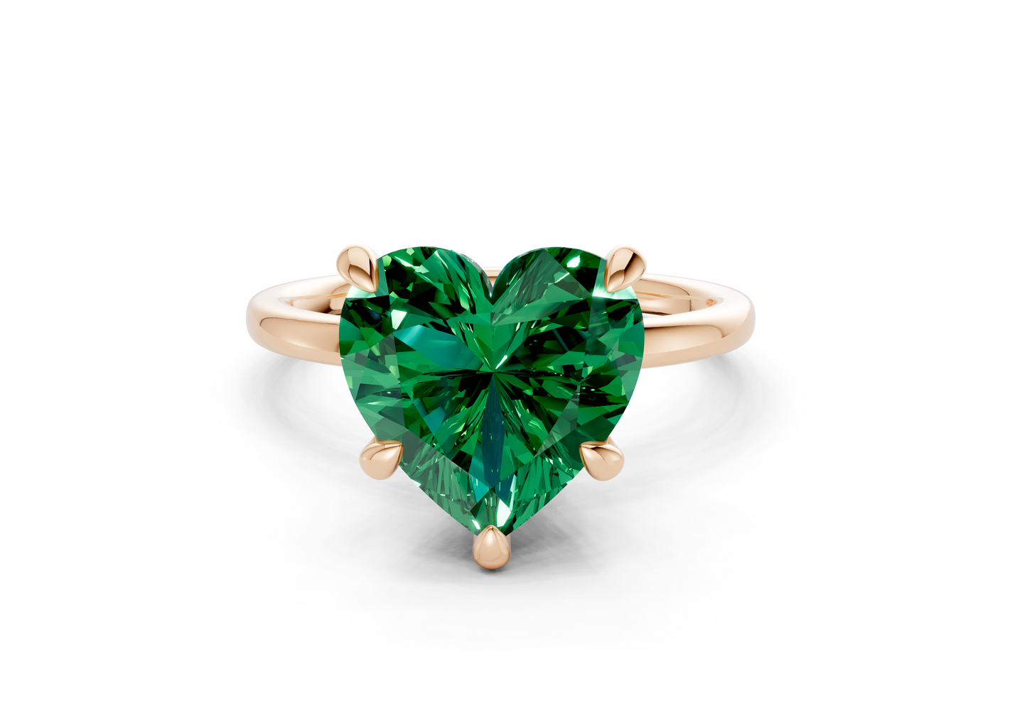 Seraphina Emerald Gemstone Solitaire Heart Cut 1.8mm Engagement Ring