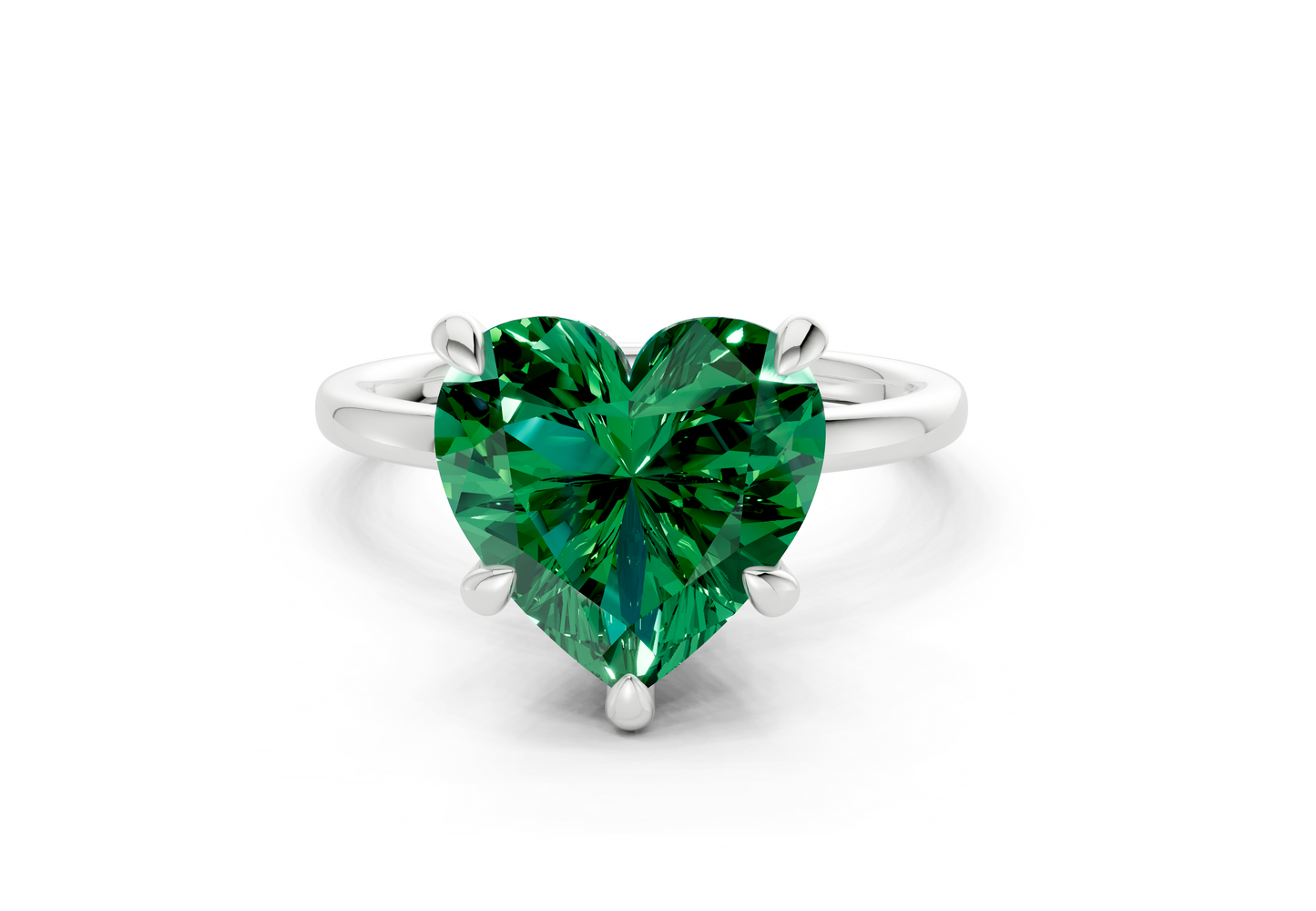 Seraphina Emerald Gemstone Solitaire Heart Cut 1.8mm Engagement Ring