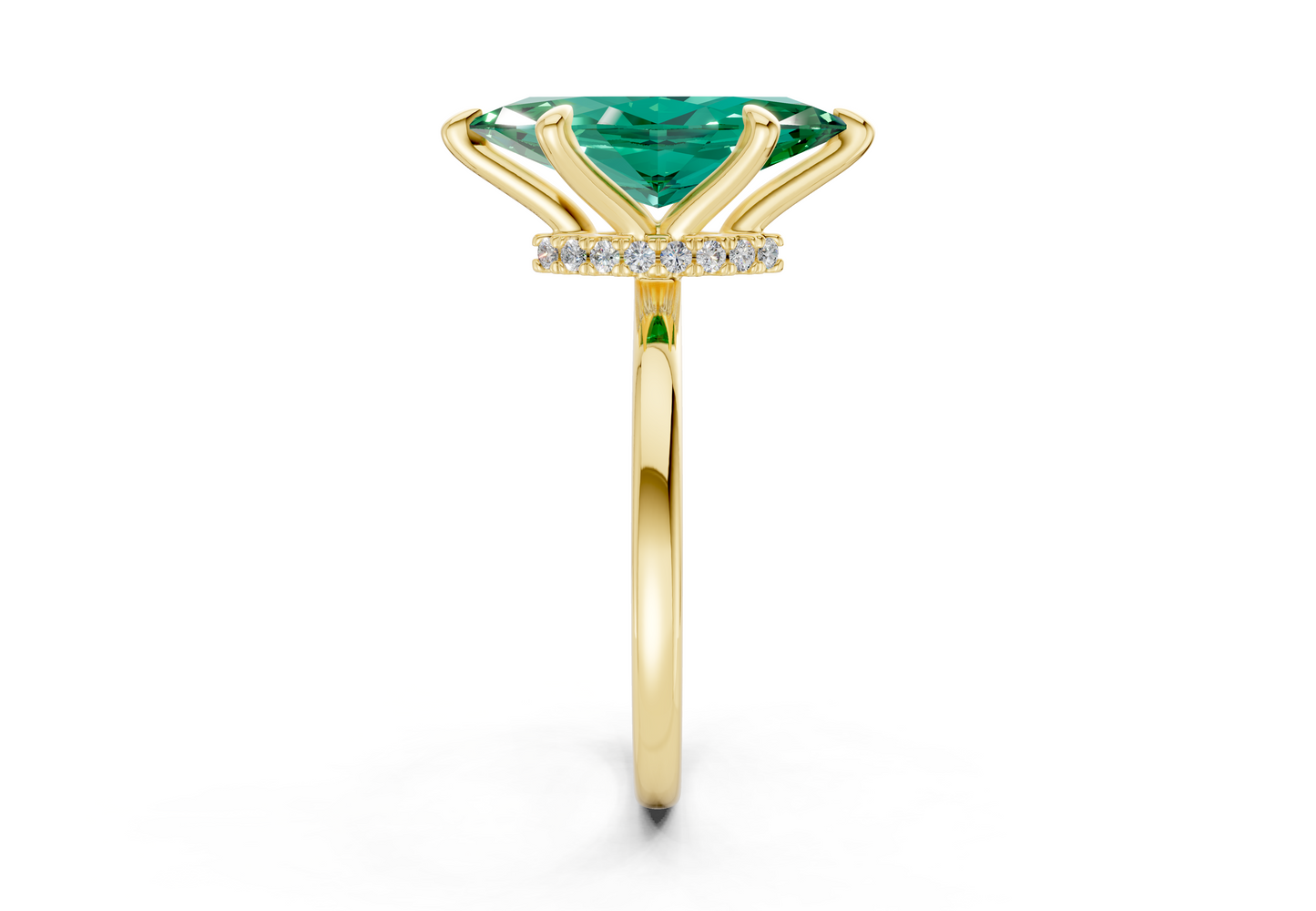 Seraphina Emerald Gemstone Solitaire Marquise Cut 1.8mm Engagement Ring