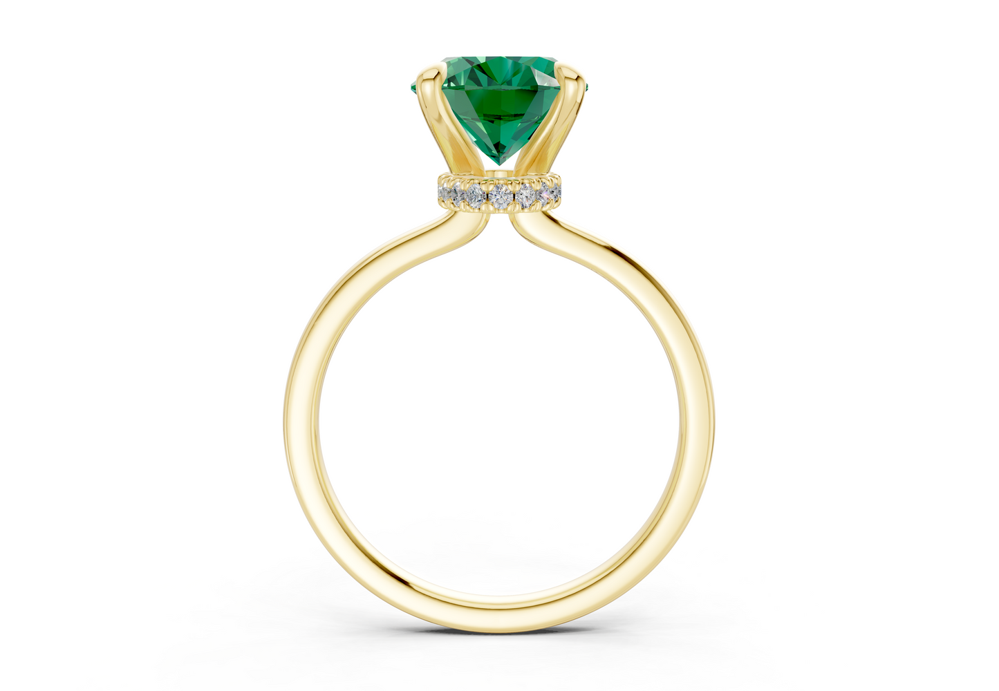 Seraphina Emerald Gemstone Solitaire Oval Cut 1.8mm Engagement Ring