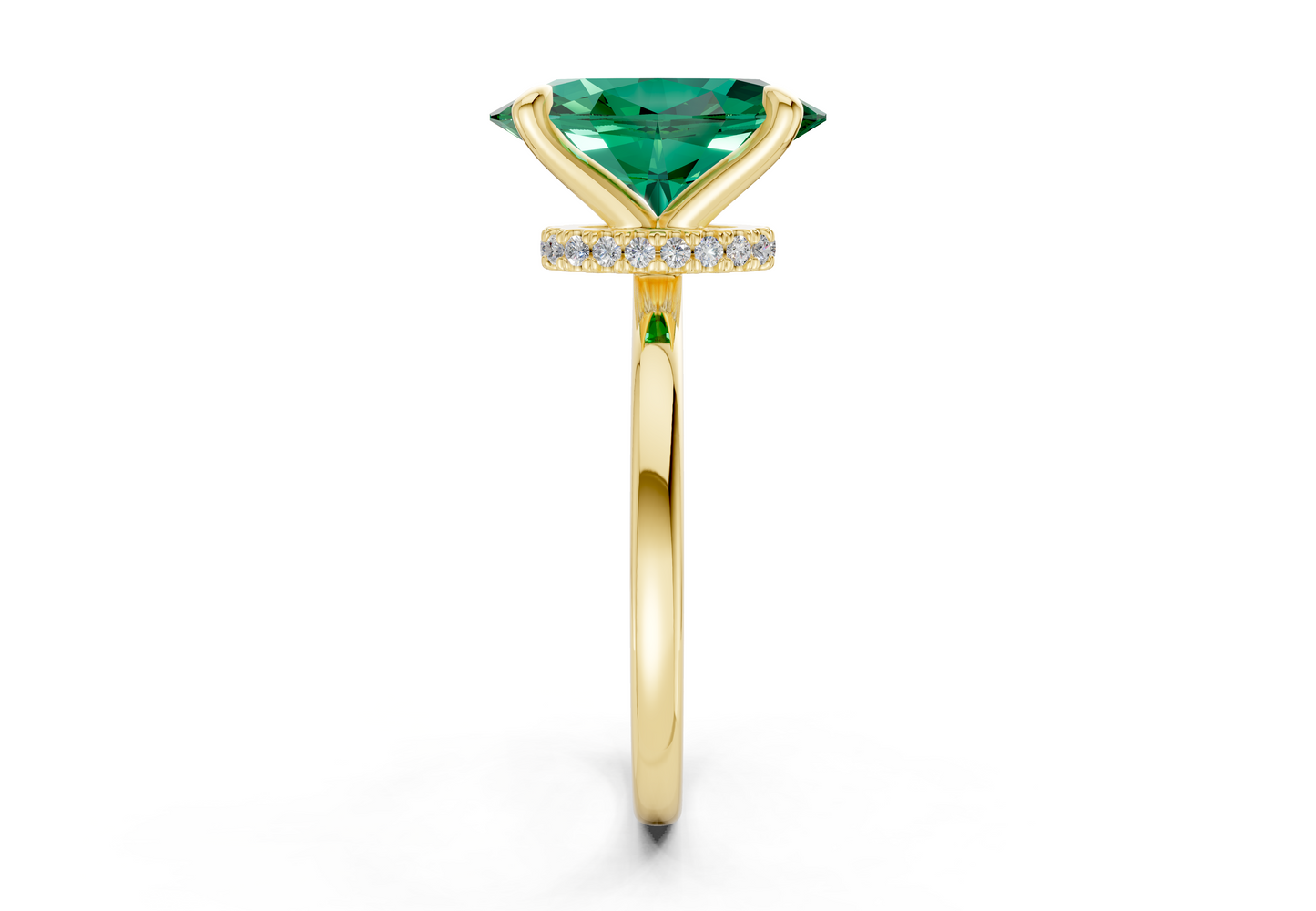Seraphina Emerald Gemstone Solitaire Oval Cut 1.8mm Engagement Ring