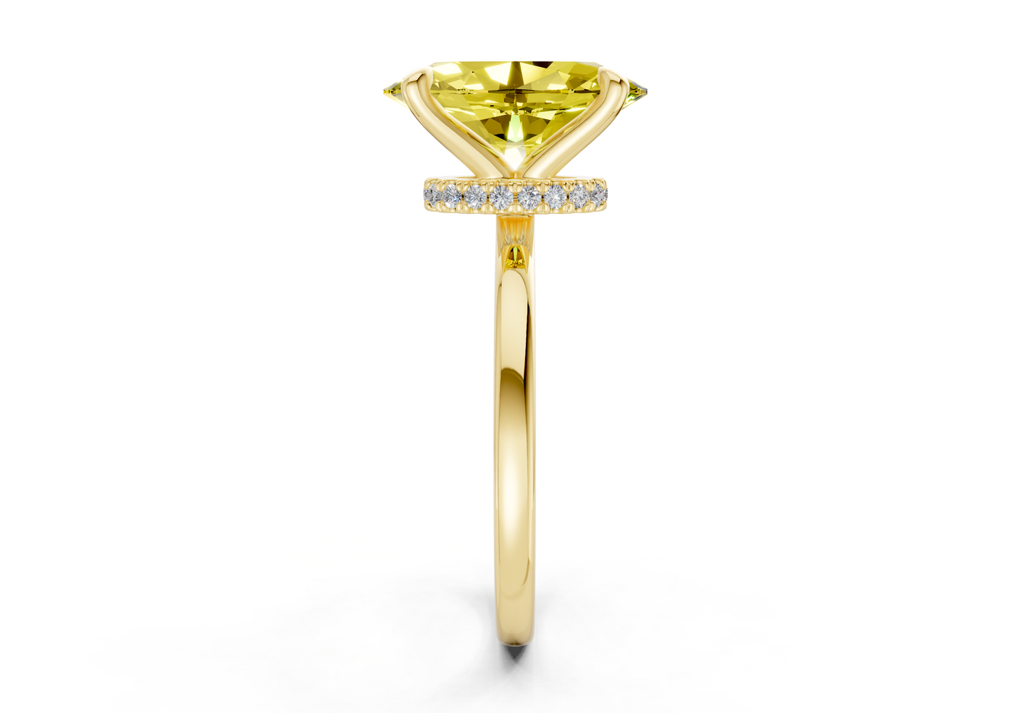 Seraphina Yellow Diamond Solitaire Oval Cut 1.8mm Engagement Ring