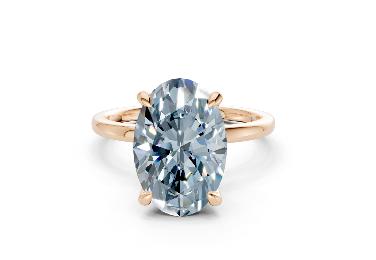 Seraphina Blue Diamond Solitaire Oval Cut 1.8mm Engagement Ring