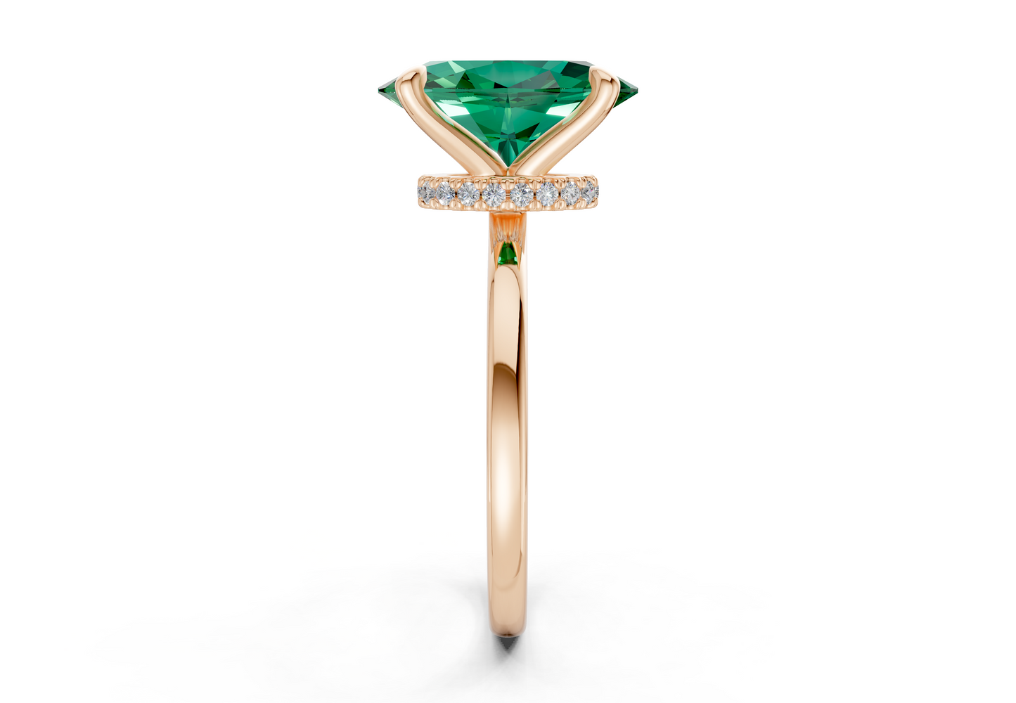Seraphina Emerald Gemstone Solitaire Oval Cut 1.8mm Engagement Ring