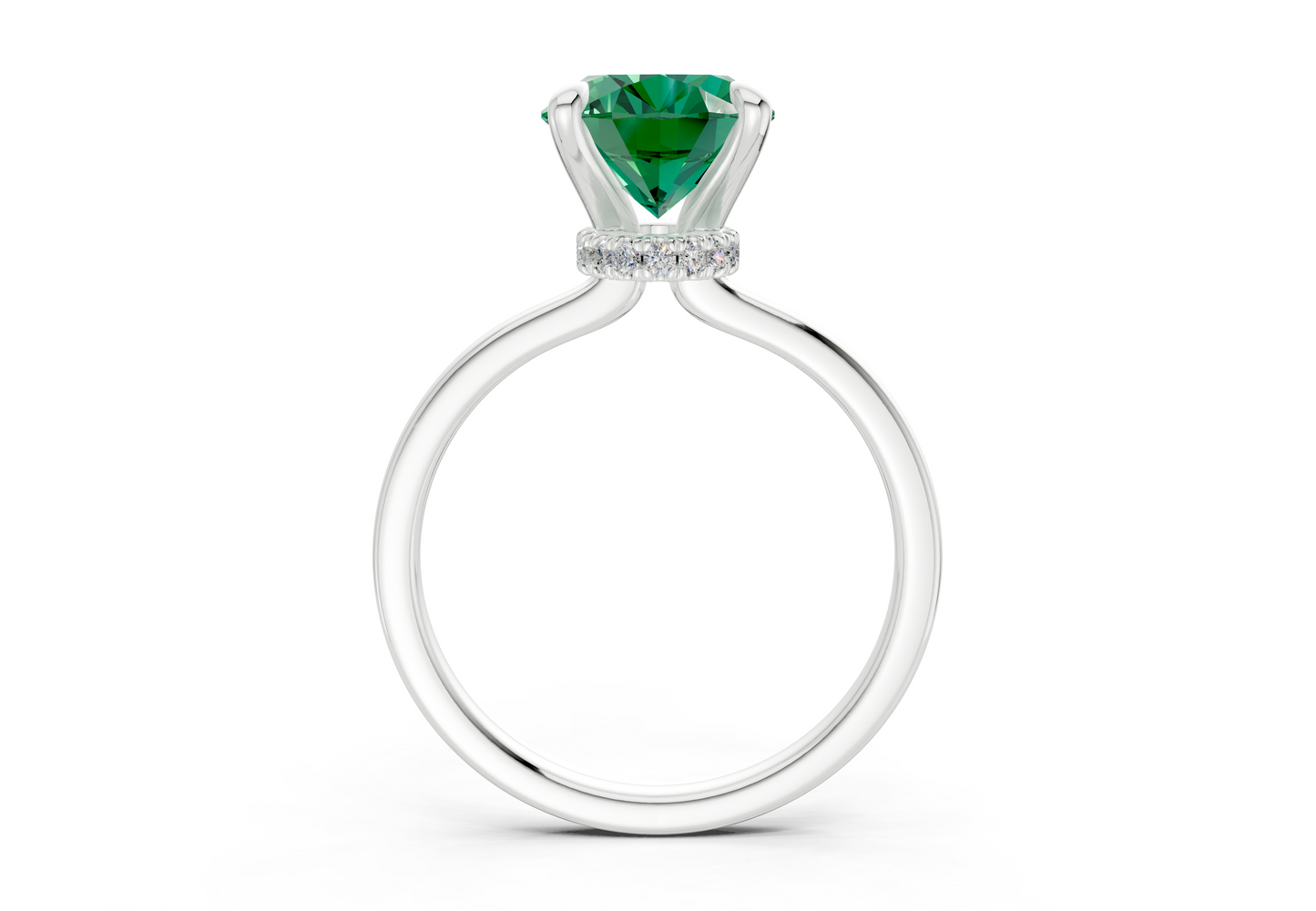Seraphina Emerald Gemstone Solitaire Oval Cut 1.8mm Engagement Ring