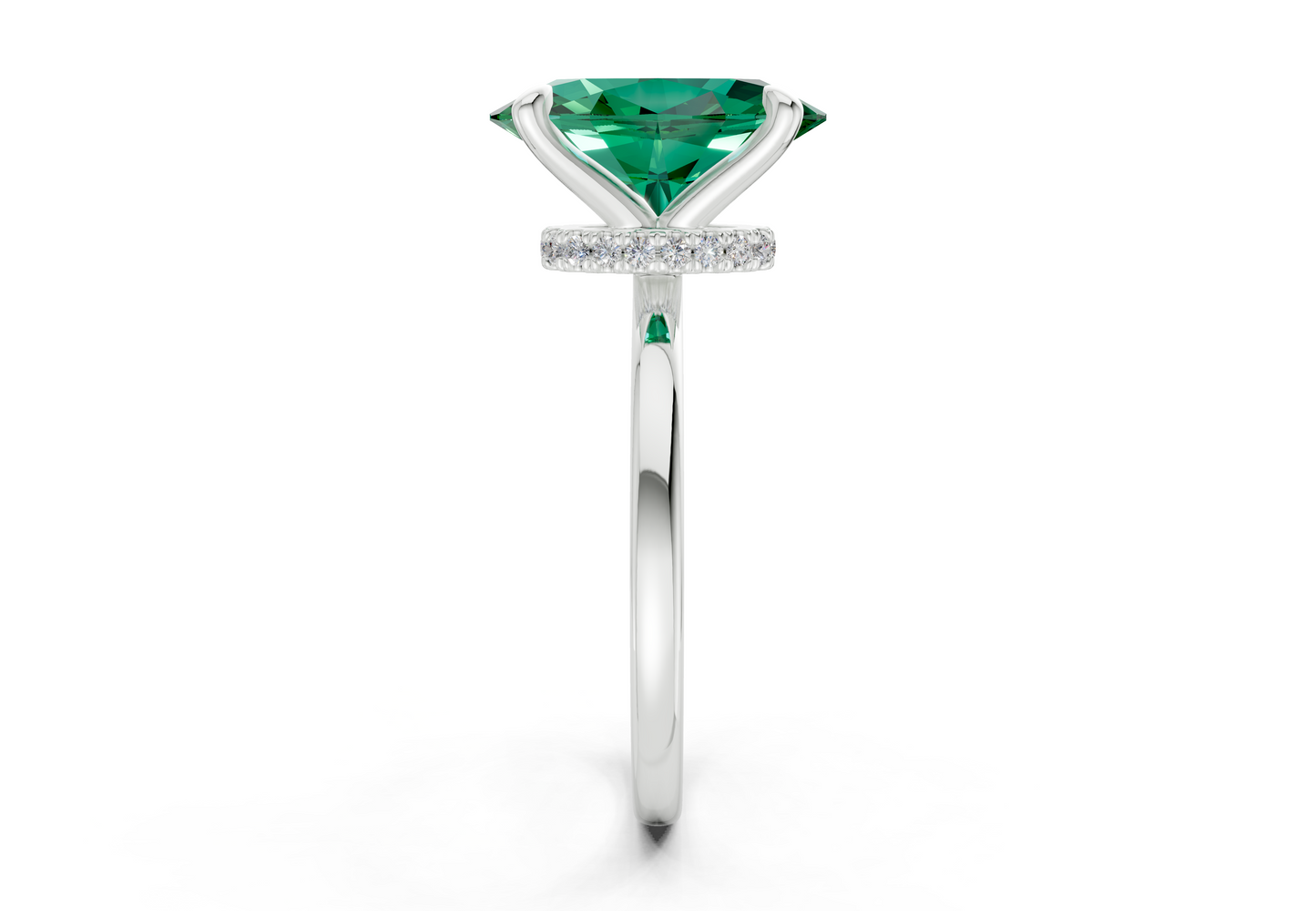 Seraphina Emerald Gemstone Solitaire Oval Cut 1.8mm Engagement Ring