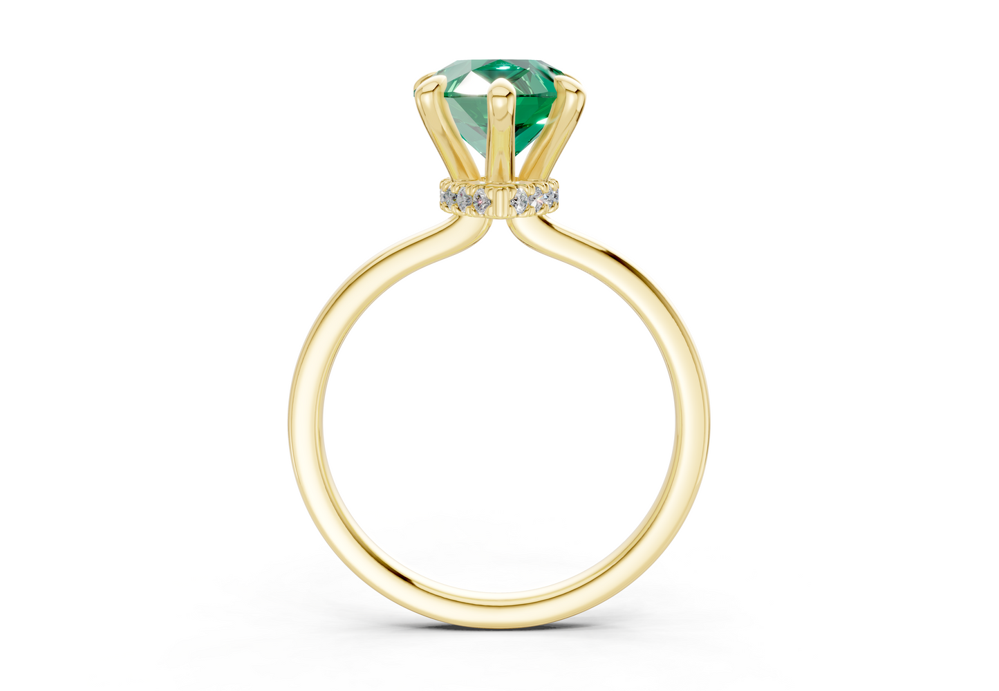Seraphina Emerald Gemstone Solitaire Pear Cut 1.8mm Engagement Ring