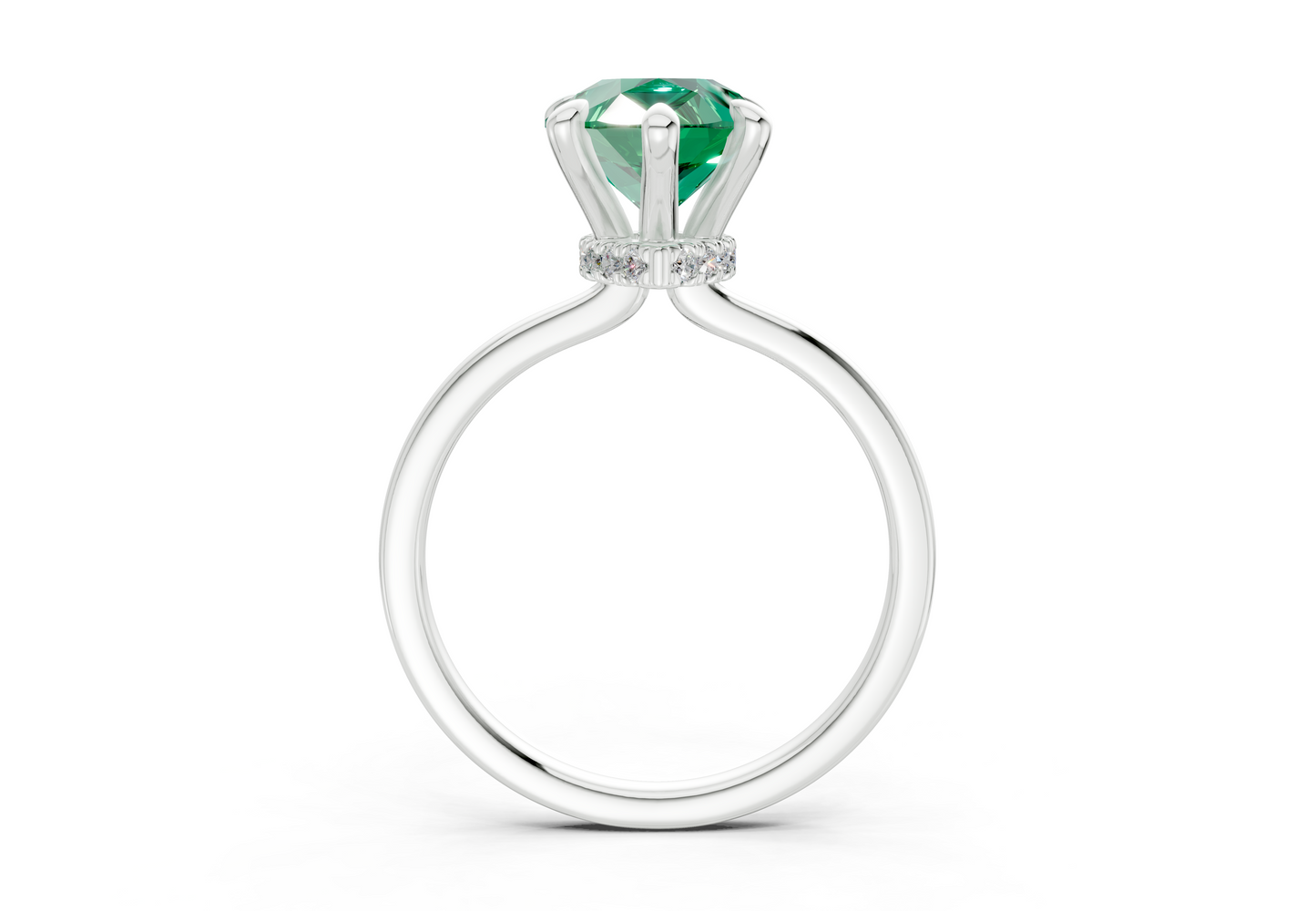 Seraphina Emerald Gemstone Solitaire Pear Cut 1.8mm Engagement Ring