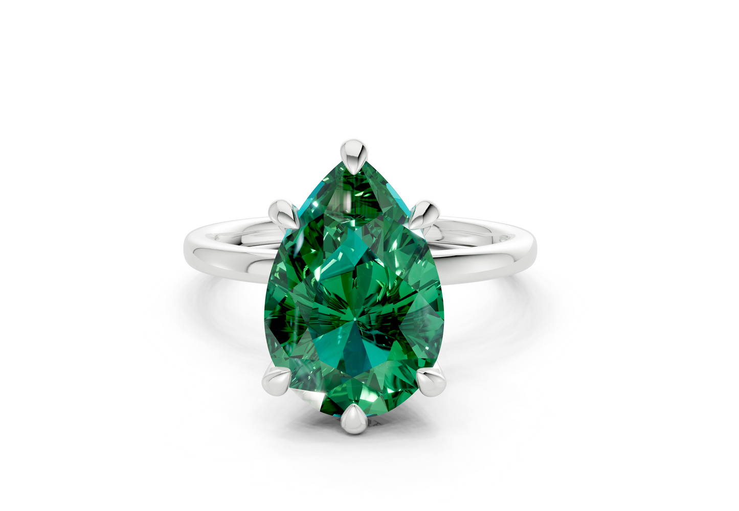 Seraphina Emerald Gemstone Solitaire Pear Cut 1.8mm Engagement Ring