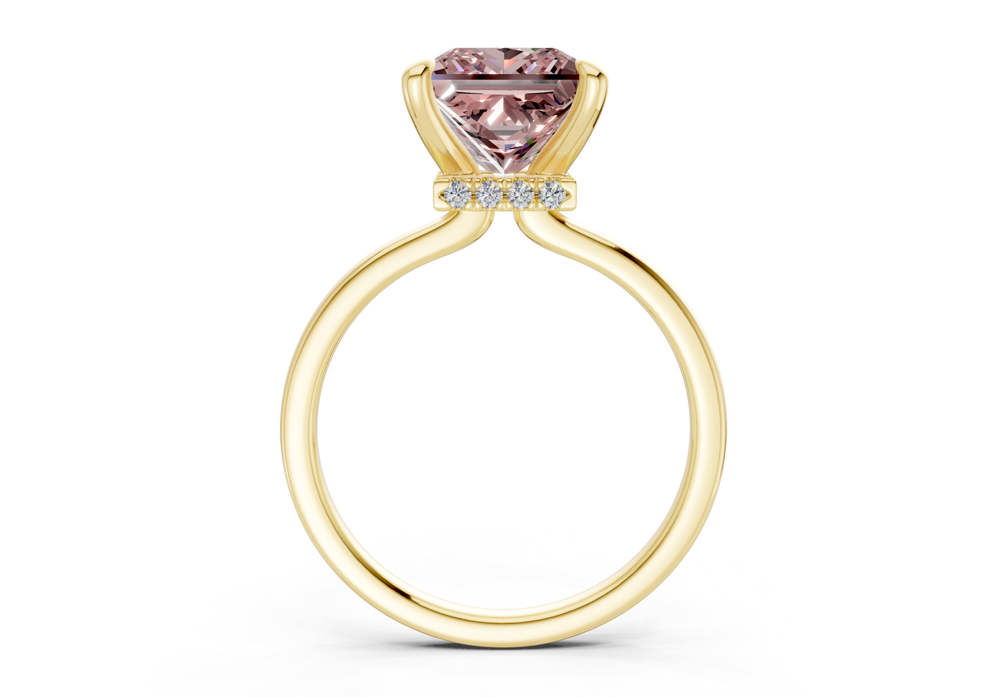 Seraphina Pink Diamond Solitaire Princess Cut 1.8mm Engagement Ring