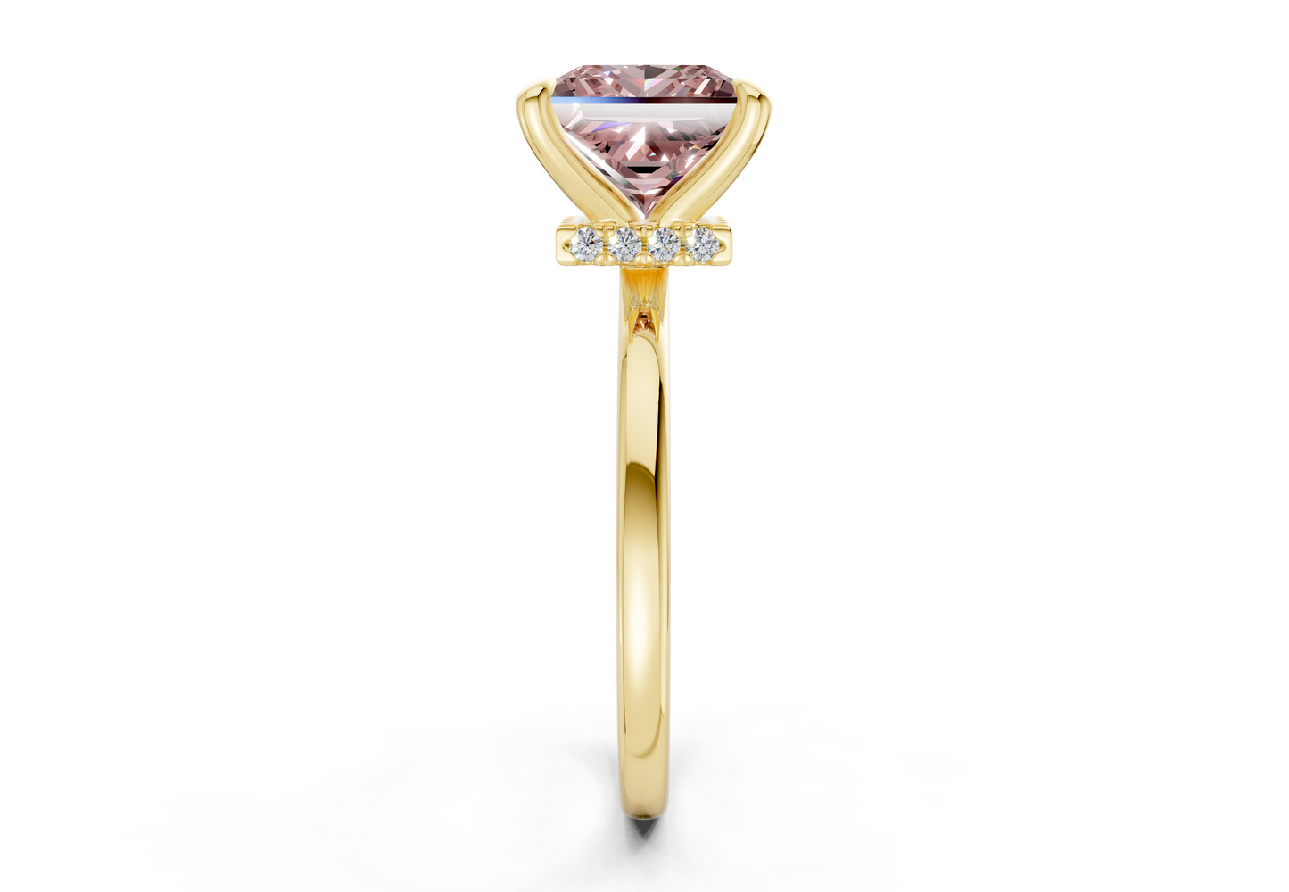 Seraphina Pink Diamond Solitaire Princess Cut 1.8mm Engagement Ring