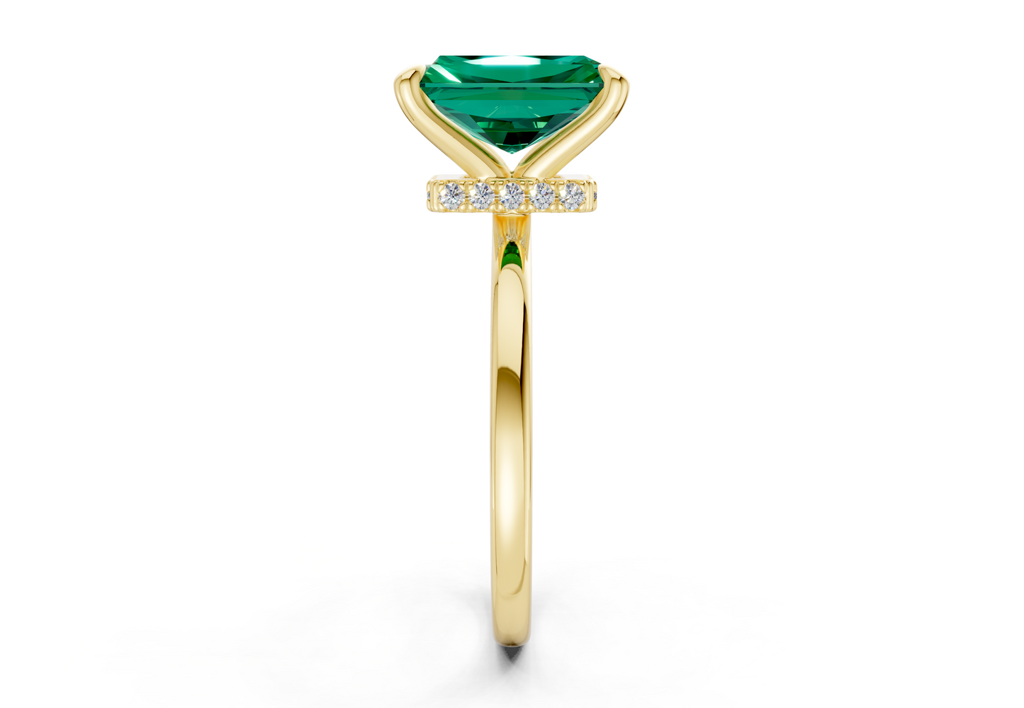 Seraphina Emerald Gemstone Solitaire Radiant Cut 1.8mm Engagement Ring