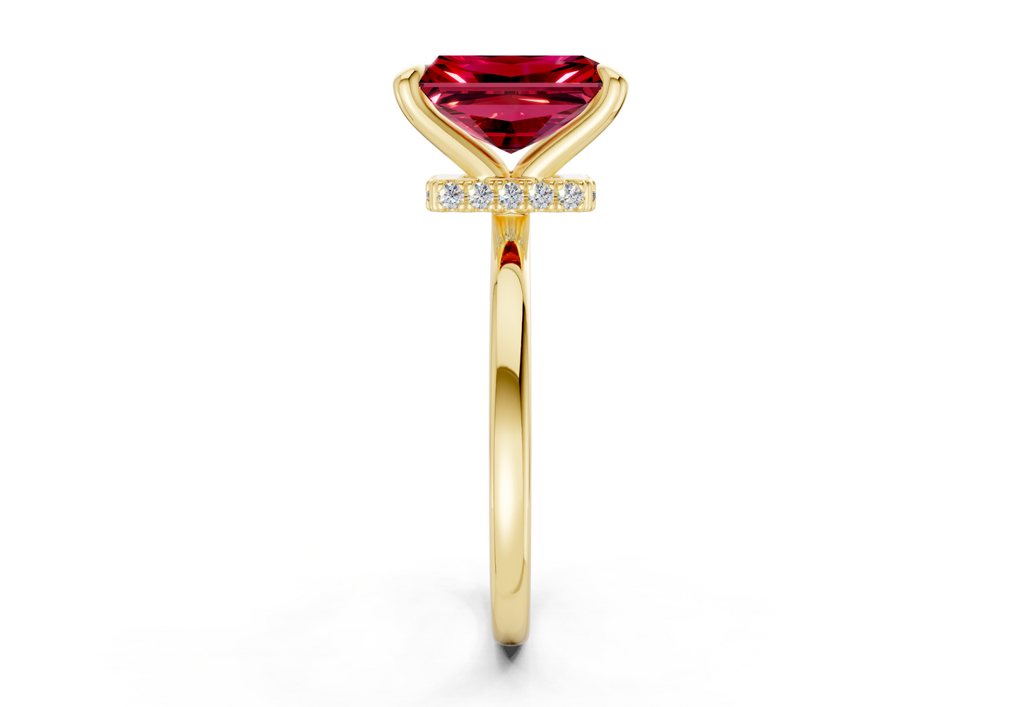 Seraphina Ruby Gemstone Solitaire Radiant Cut 1.8mm Engagement Ring