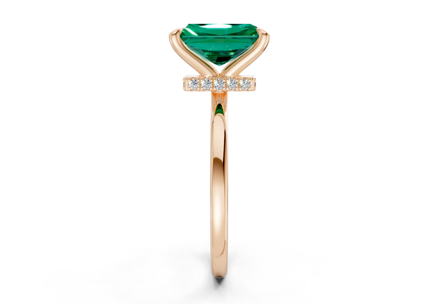 Seraphina Emerald Gemstone Solitaire Radiant Cut 1.8mm Engagement Ring