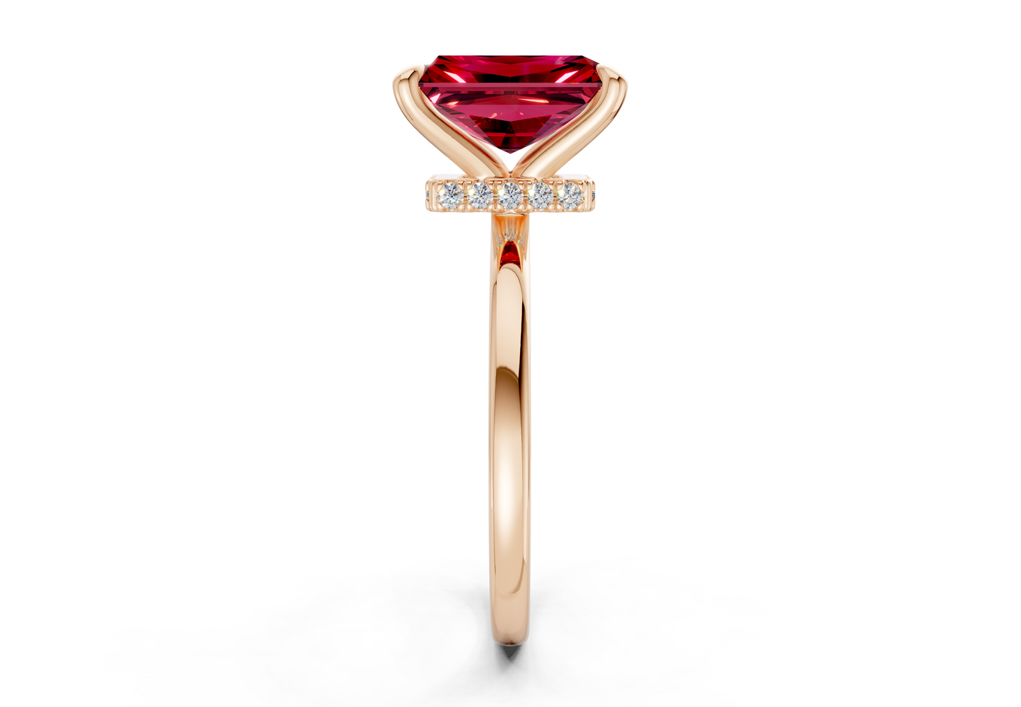 Seraphina Ruby Gemstone Solitaire Radiant Cut 1.8mm Engagement Ring