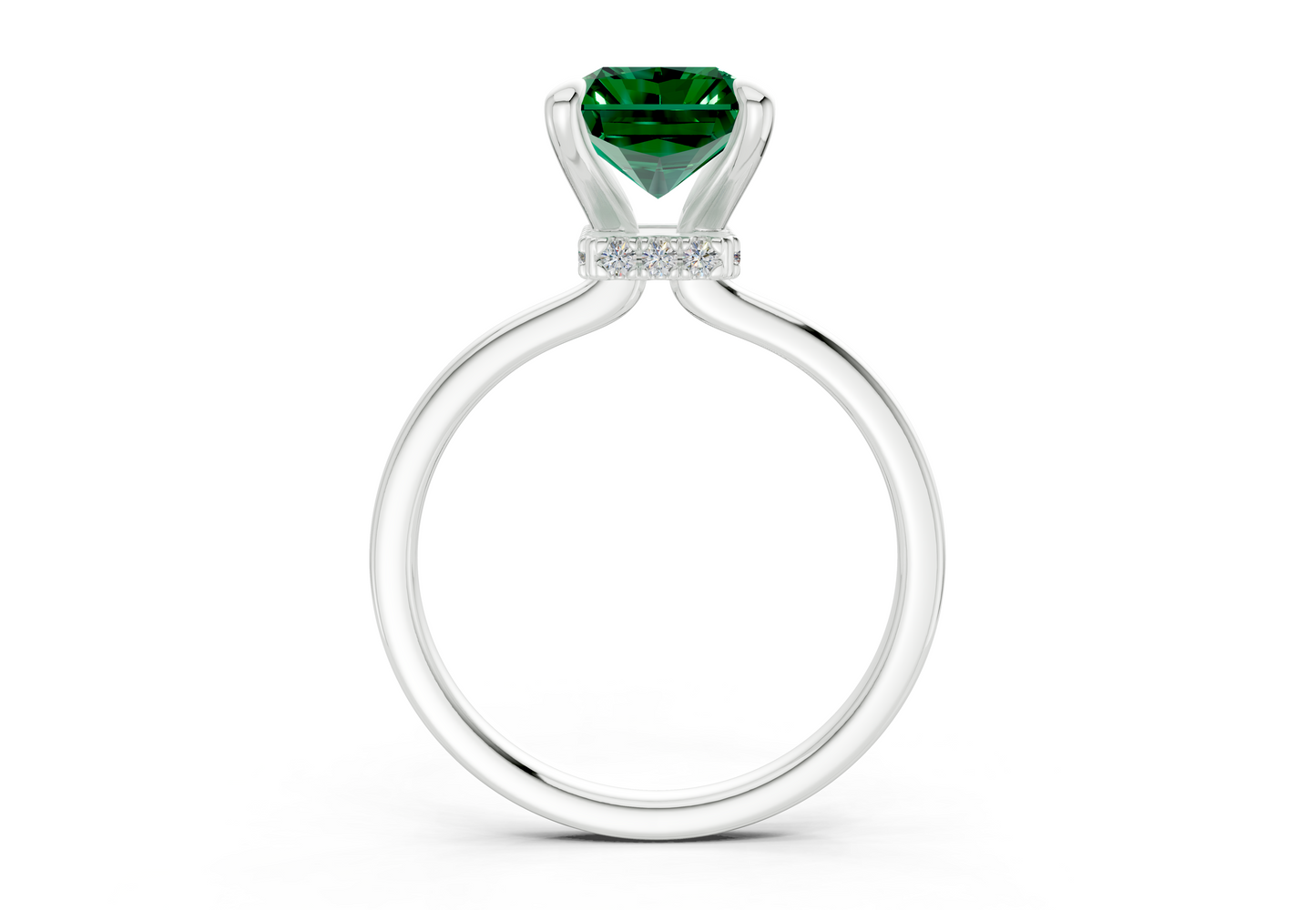 Seraphina Emerald Gemstone Solitaire Radiant Cut 1.8mm Engagement Ring
