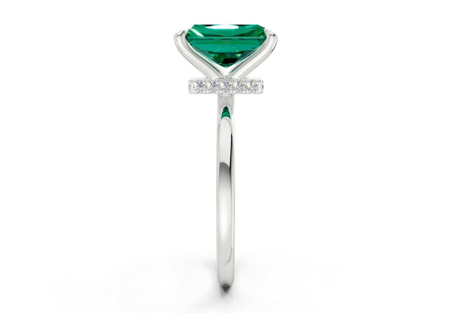 Seraphina Emerald Gemstone Solitaire Radiant Cut 1.8mm Engagement Ring