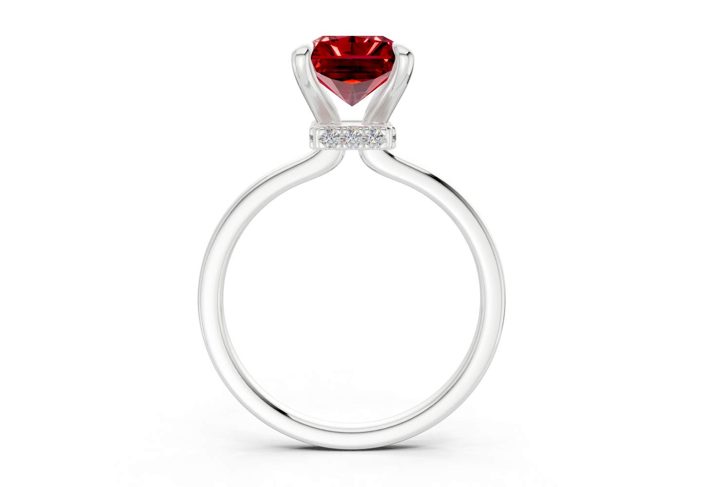 Seraphina Ruby Gemstone Solitaire Radiant Cut 1.8mm Engagement Ring