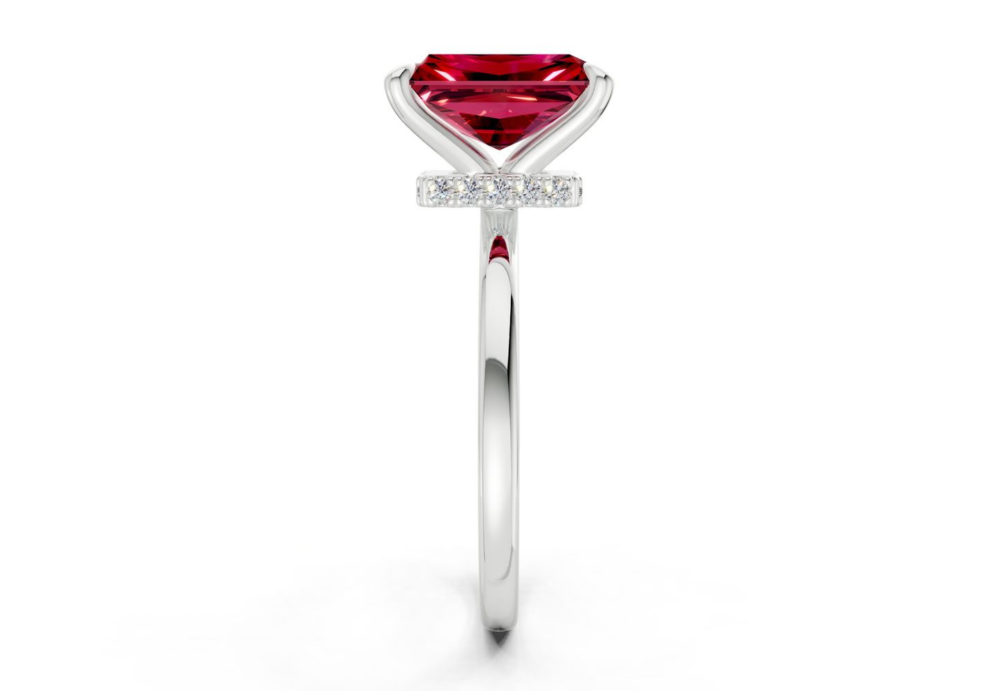 Seraphina Ruby Gemstone Solitaire Radiant Cut 1.8mm Engagement Ring