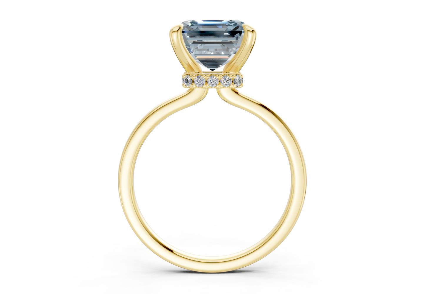 Seraphina Blue Diamond Solitaire Asscher Cut 1.8mm Engagement Ring