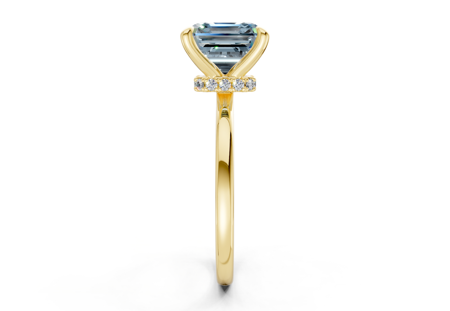 Seraphina Blue Diamond Solitaire Asscher Cut 1.8mm Engagement Ring