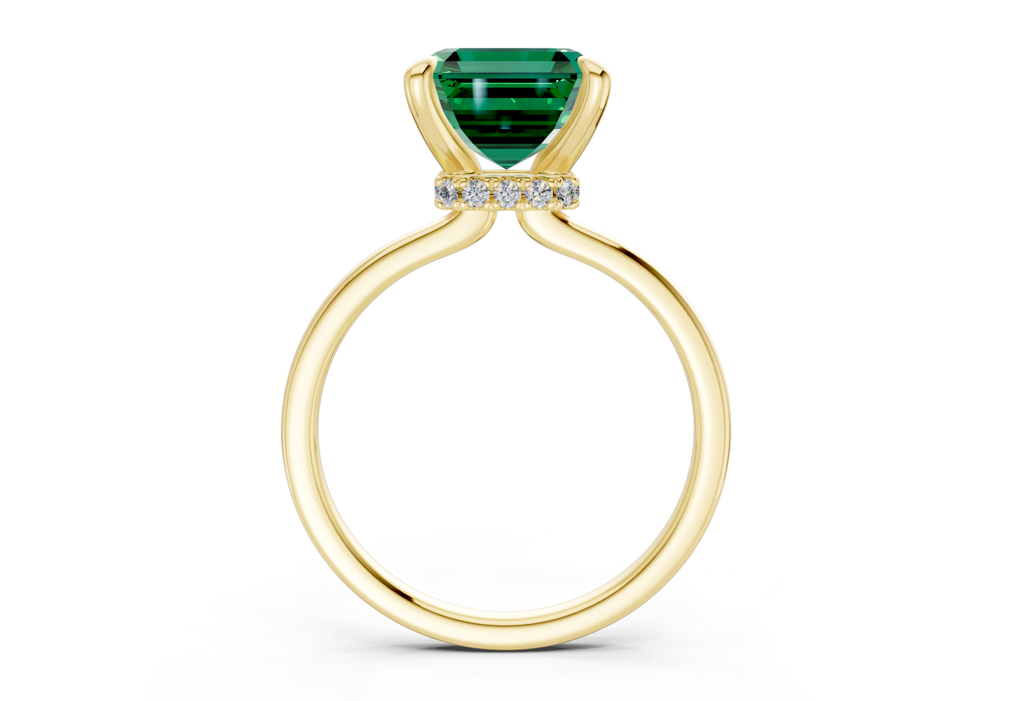 Seraphina Emerald Gemstone Solitaire Asscher Cut 1.8mm Engagement Ring