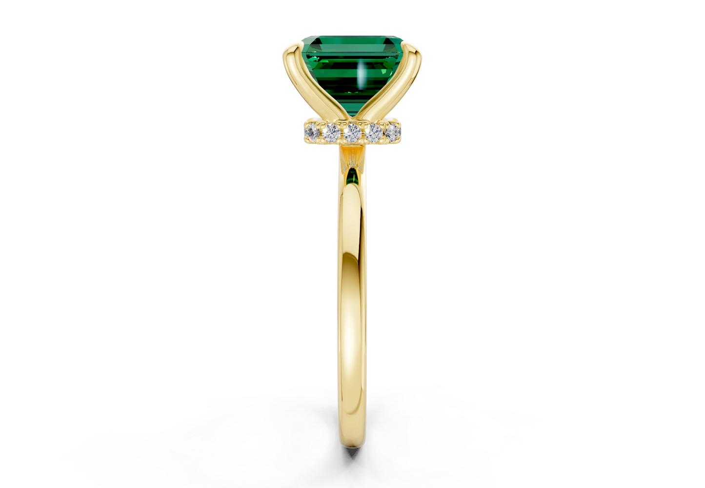 Seraphina Emerald Gemstone Solitaire Asscher Cut 1.8mm Engagement Ring