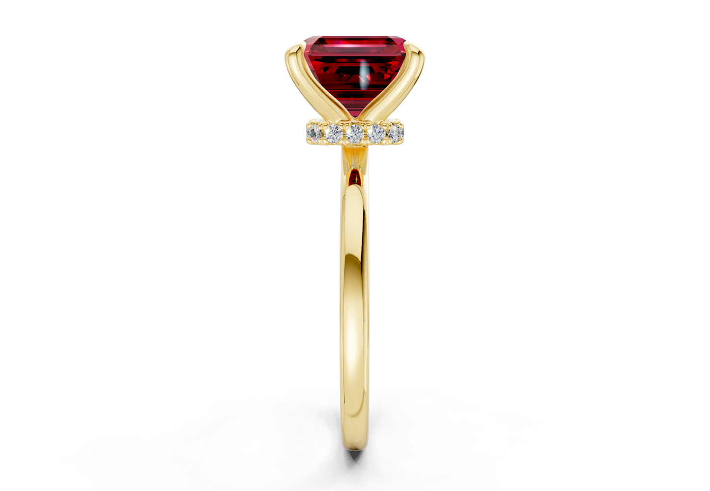 Seraphina Ruby Gemstone Solitaire Asscher Cut 1.8mm Engagement Ring