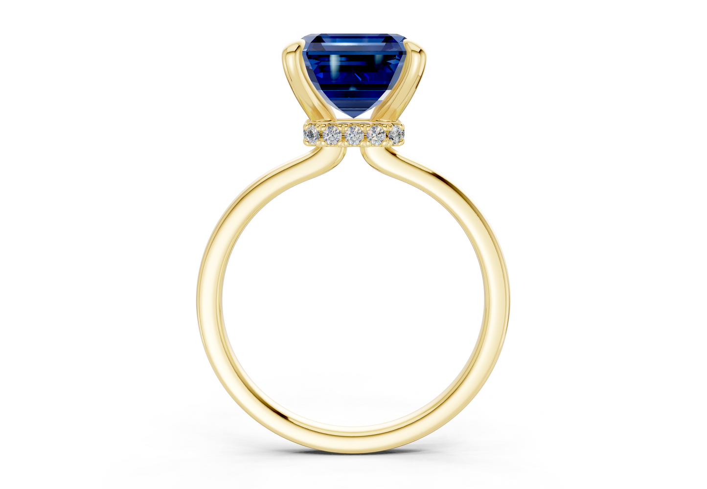Seraphina Sapphire Gemstone Solitaire Asscher Cut 1.8mm Engagement Ring