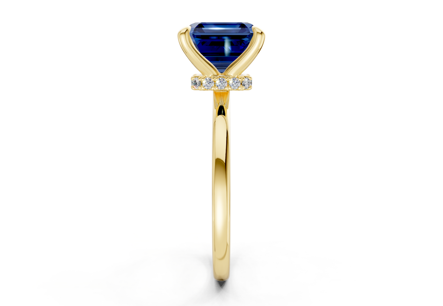 Seraphina Sapphire Gemstone Solitaire Asscher Cut 1.8mm Engagement Ring