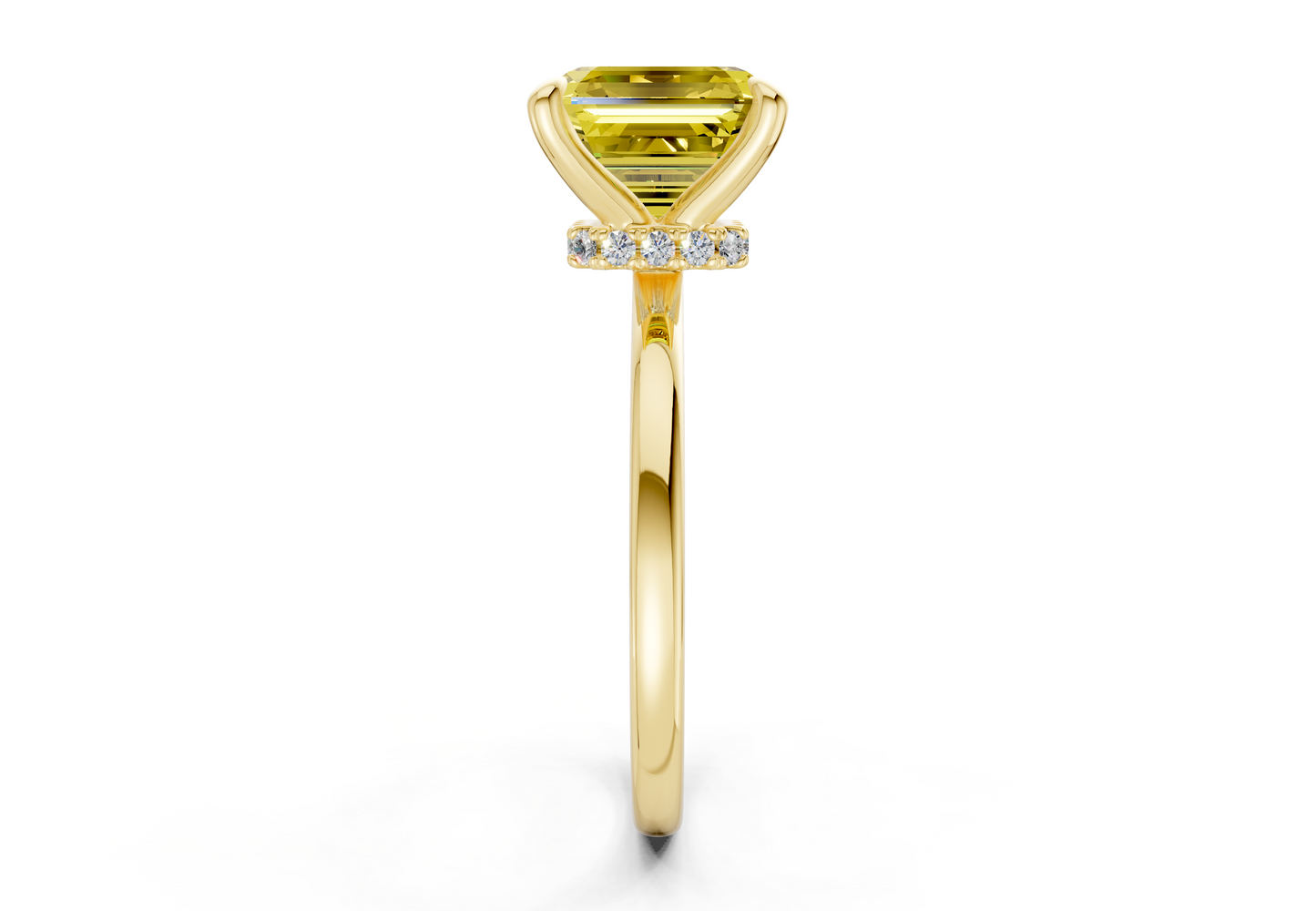 Seraphina Yellow Diamond Solitaire Asscher Cut 1.8mm Engagement Ring