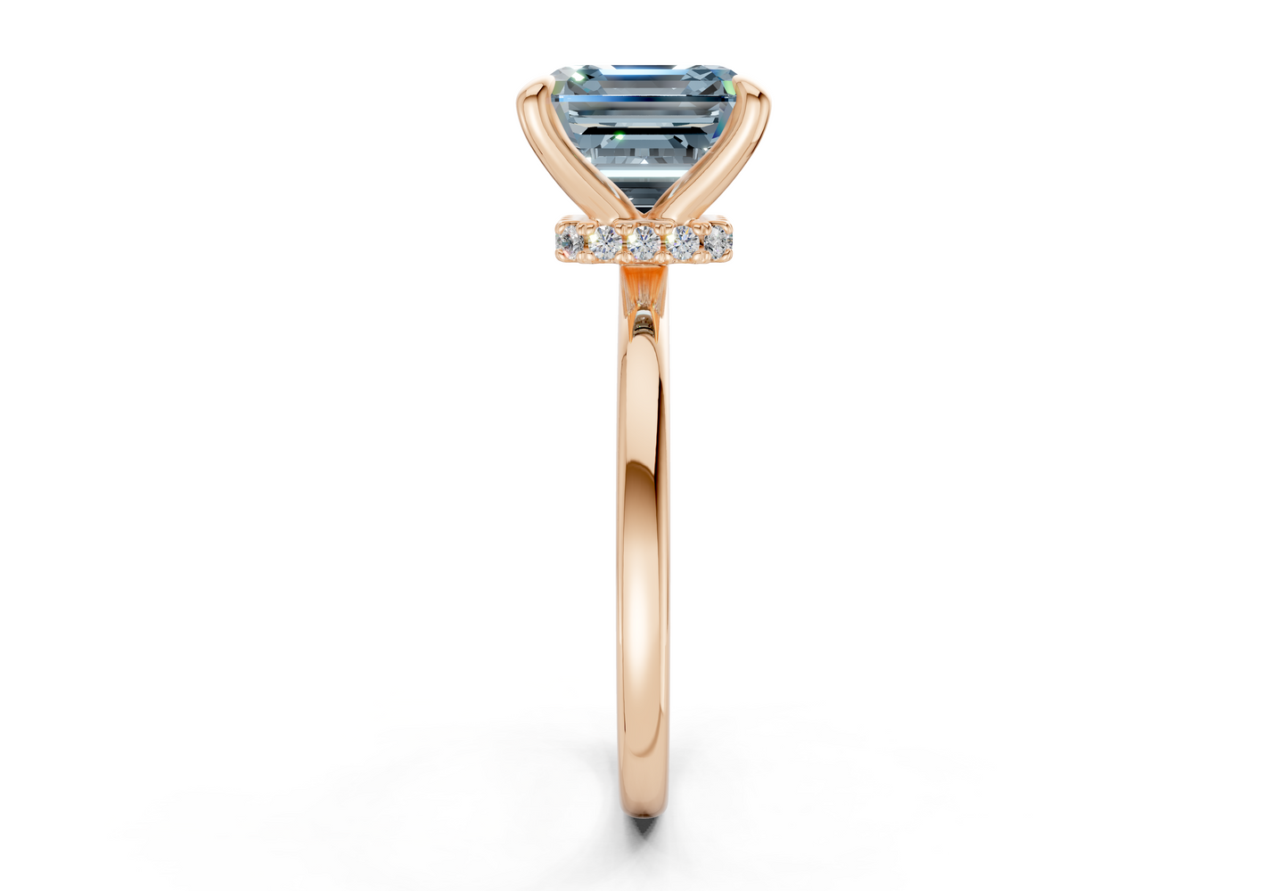 Seraphina Blue Diamond Solitaire Asscher Cut 1.8mm Engagement Ring