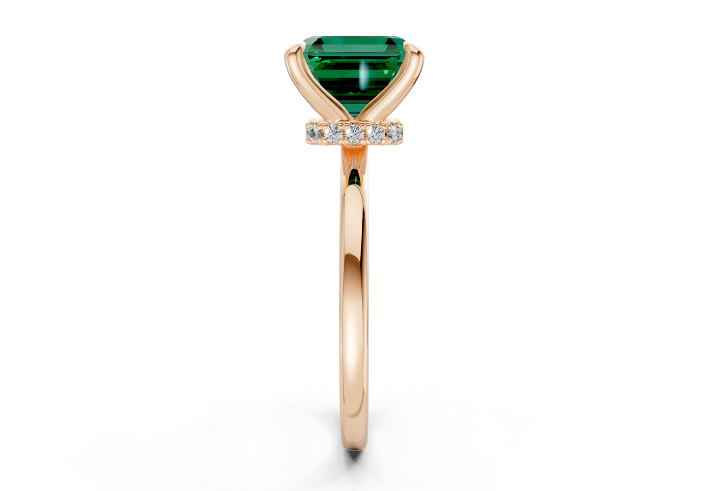 Seraphina Emerald Gemstone Solitaire Asscher Cut 1.8mm Engagement Ring