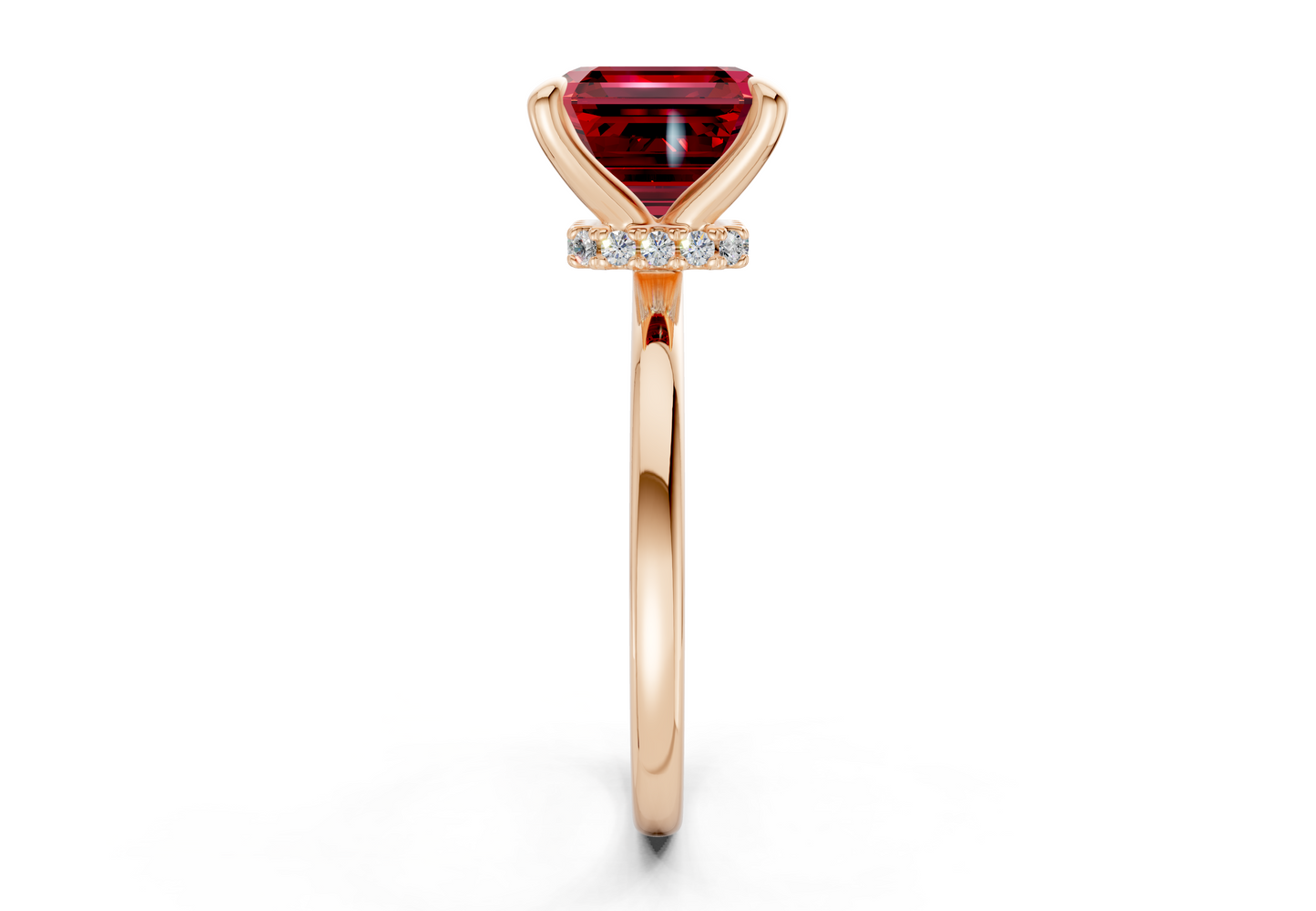Seraphina Ruby Gemstone Solitaire Asscher Cut 1.8mm Engagement Ring