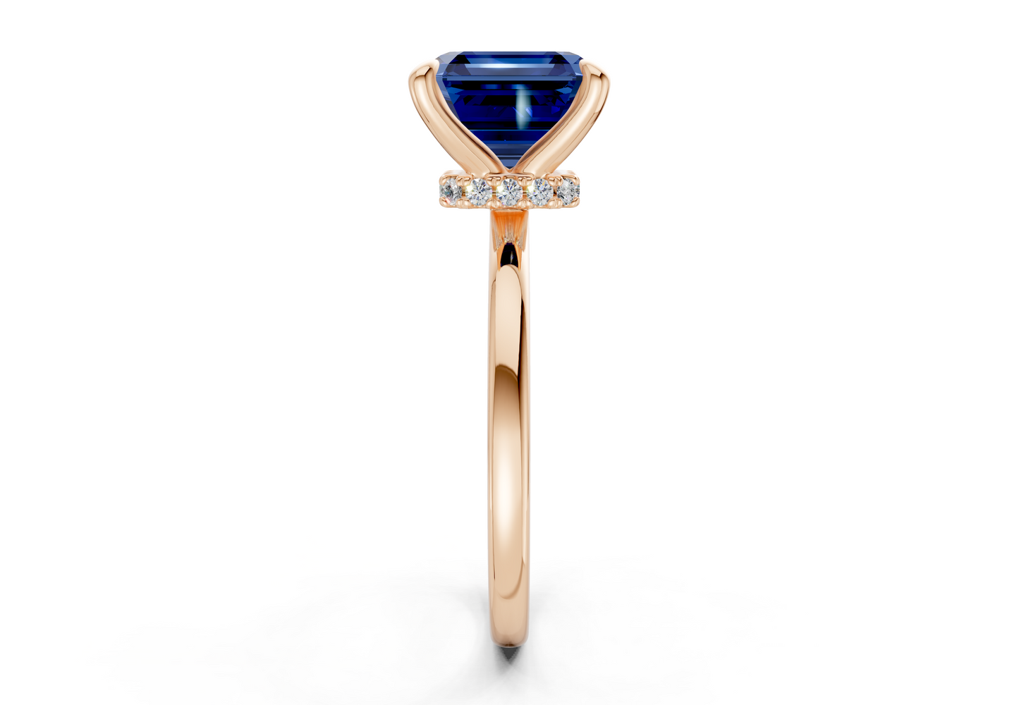 Seraphina Sapphire Gemstone Solitaire Asscher Cut 1.8mm Engagement Ring