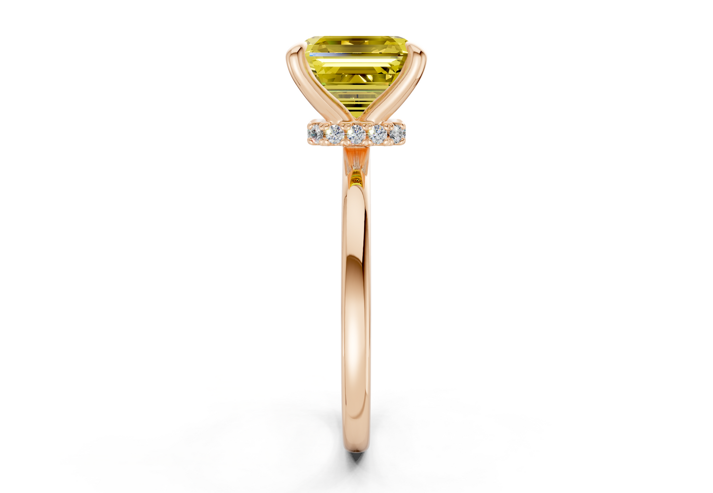 Seraphina Yellow Diamond Solitaire Asscher Cut 1.8mm Engagement Ring