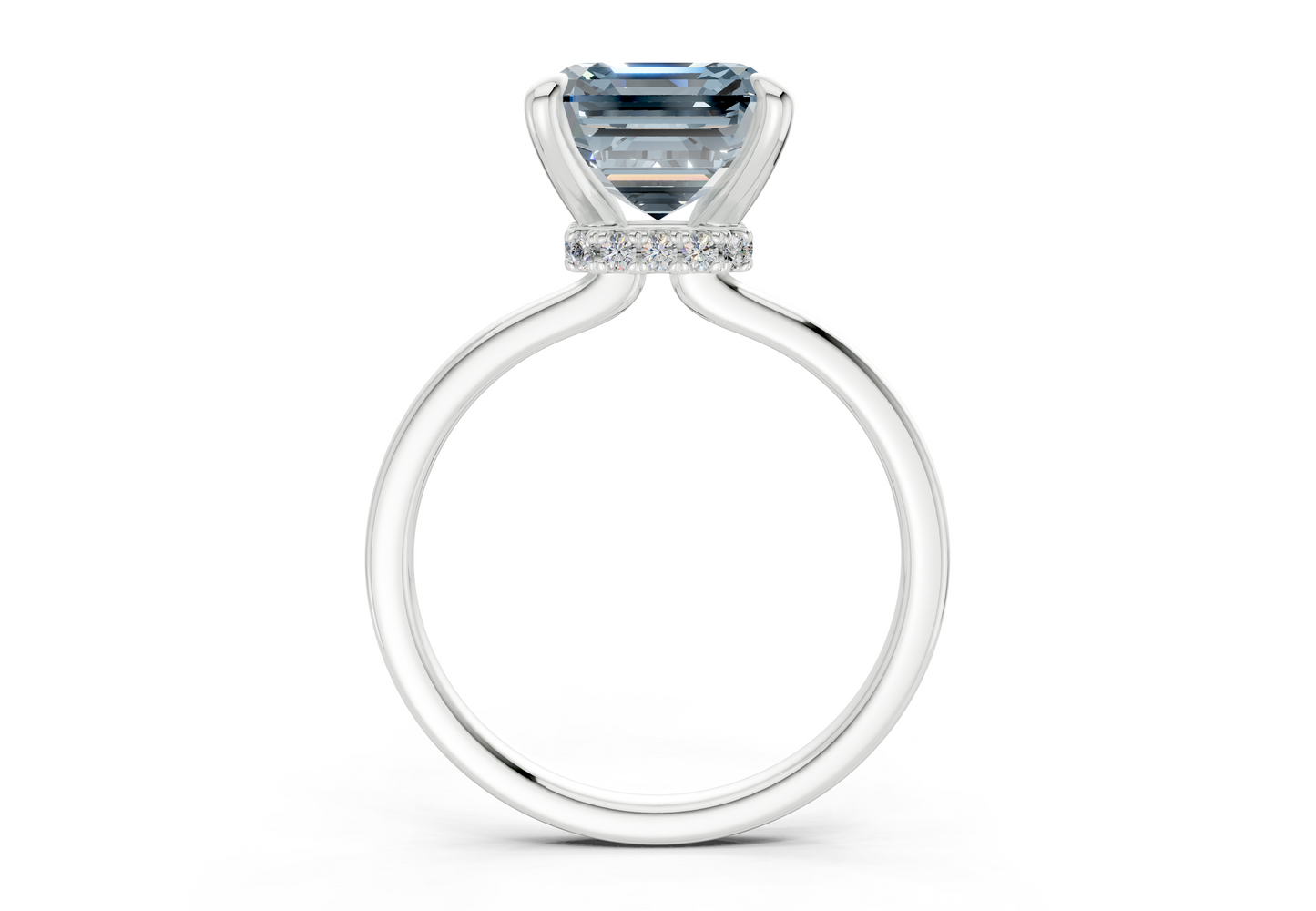 Seraphina Blue Diamond Solitaire Asscher Cut 1.8mm Engagement Ring