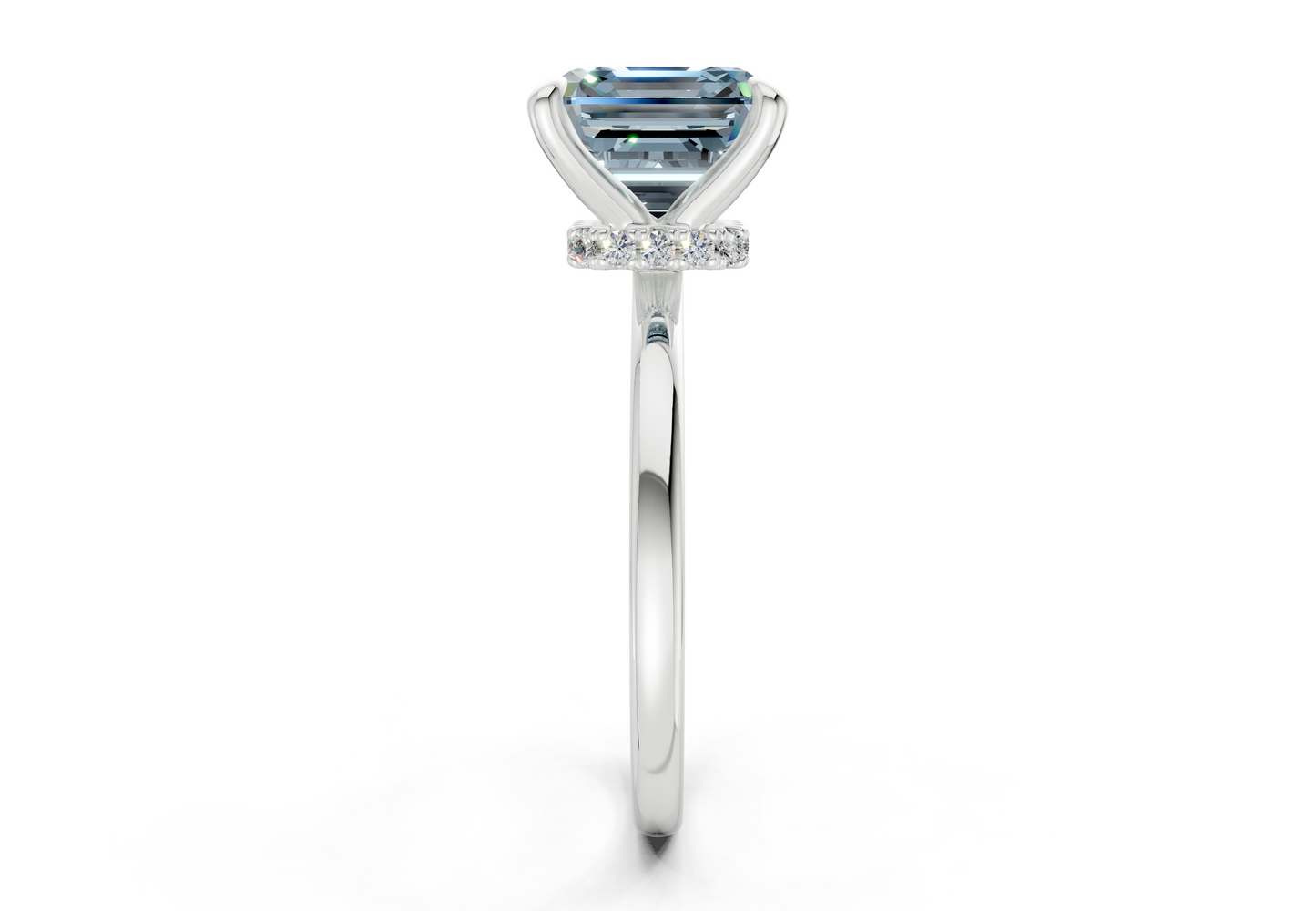 Seraphina Blue Diamond Solitaire Asscher Cut 1.8mm Engagement Ring