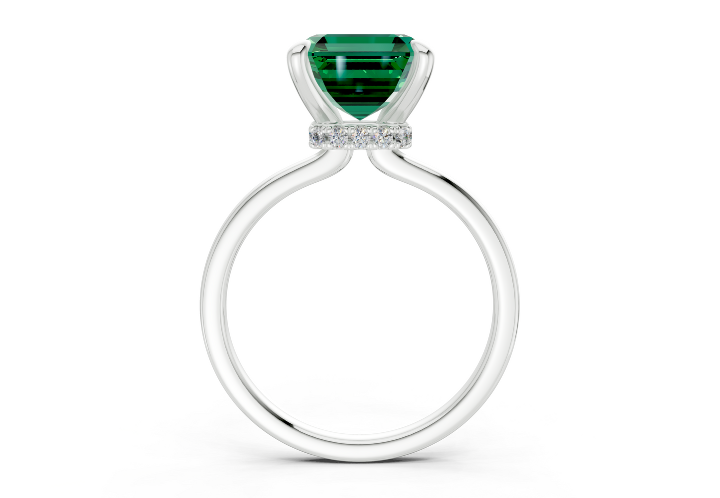 Seraphina Emerald Gemstone Solitaire Asscher Cut 1.8mm Engagement Ring
