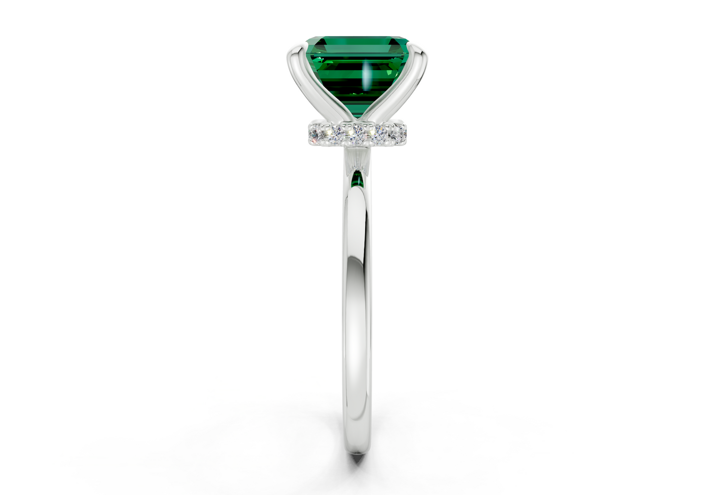 Seraphina Emerald Gemstone Solitaire Asscher Cut 1.8mm Engagement Ring