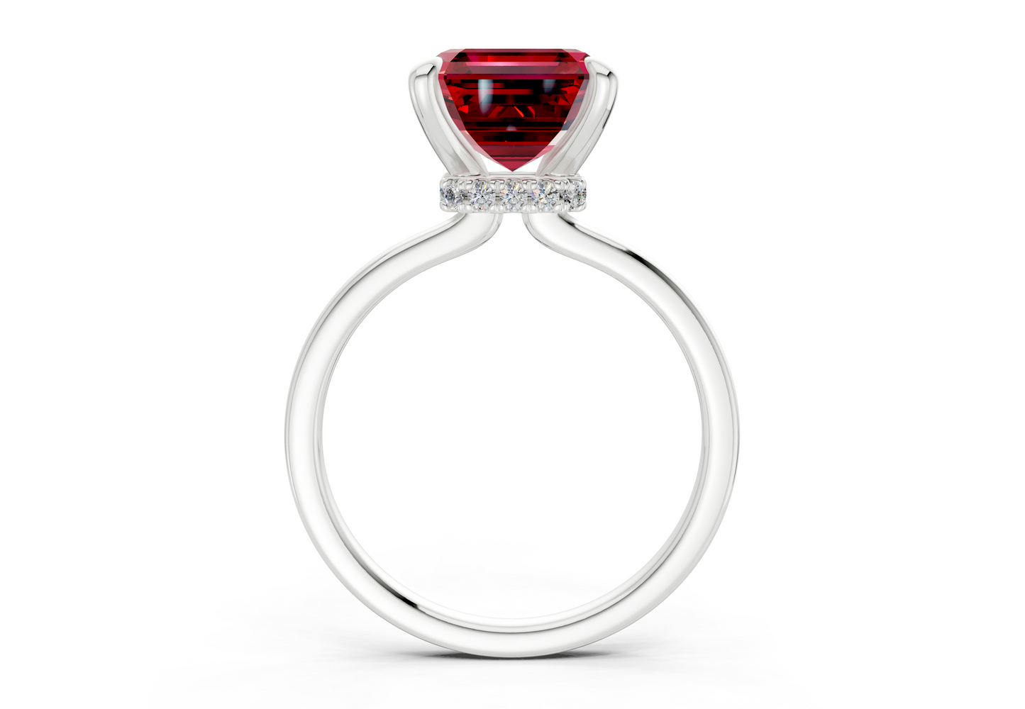 Seraphina Ruby Gemstone Solitaire Asscher Cut 1.8mm Engagement Ring