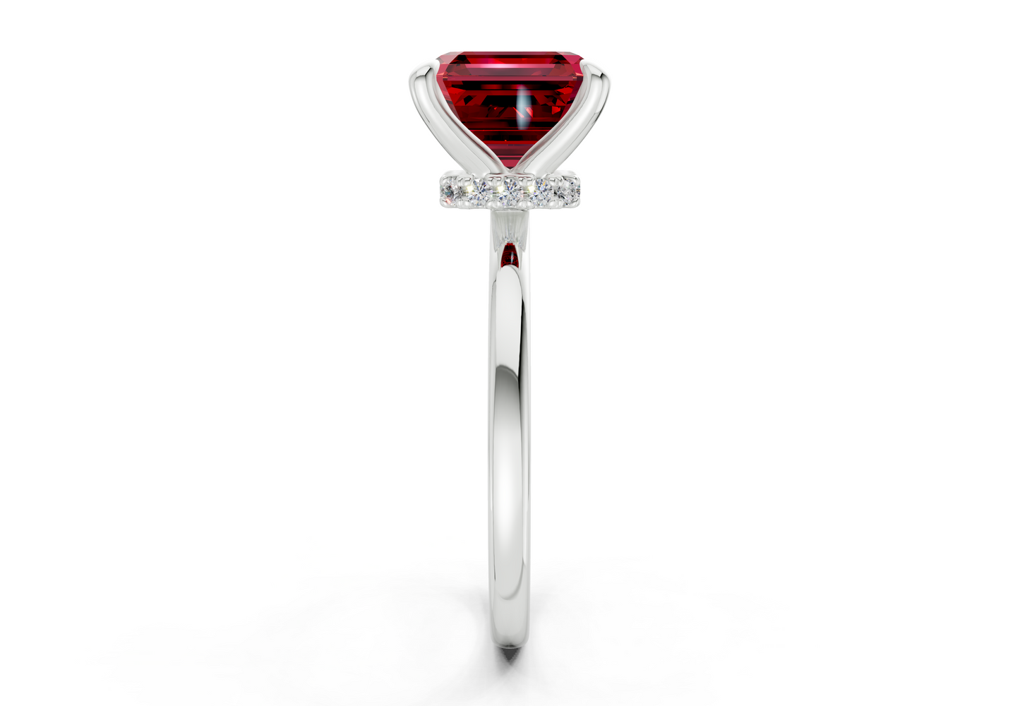 Seraphina Ruby Gemstone Solitaire Asscher Cut 1.8mm Engagement Ring