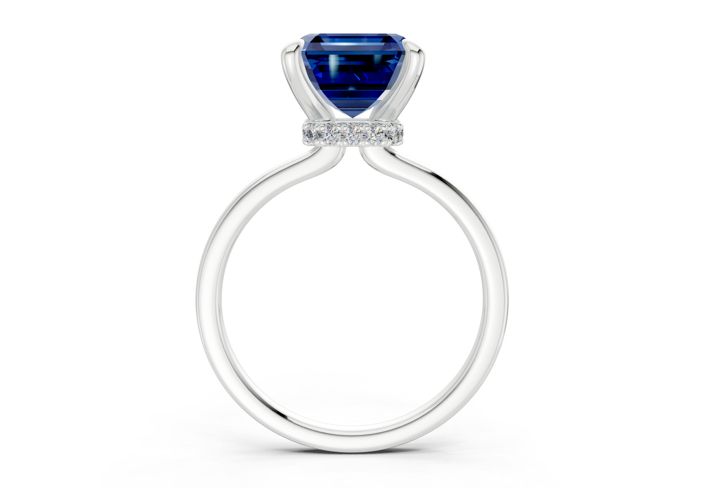 Seraphina Sapphire Gemstone Solitaire Asscher Cut 1.8mm Engagement Ring