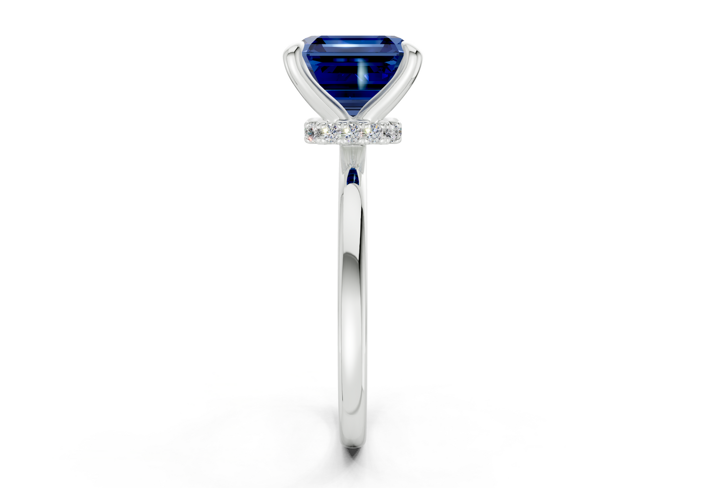 Seraphina Sapphire Gemstone Solitaire Asscher Cut 1.8mm Engagement Ring